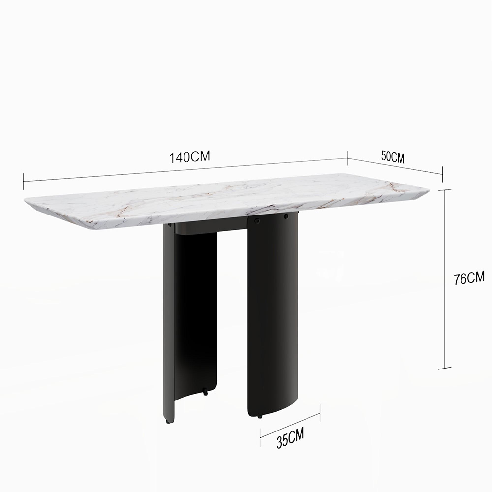 Lorea Console Table - White Marble - Black Base