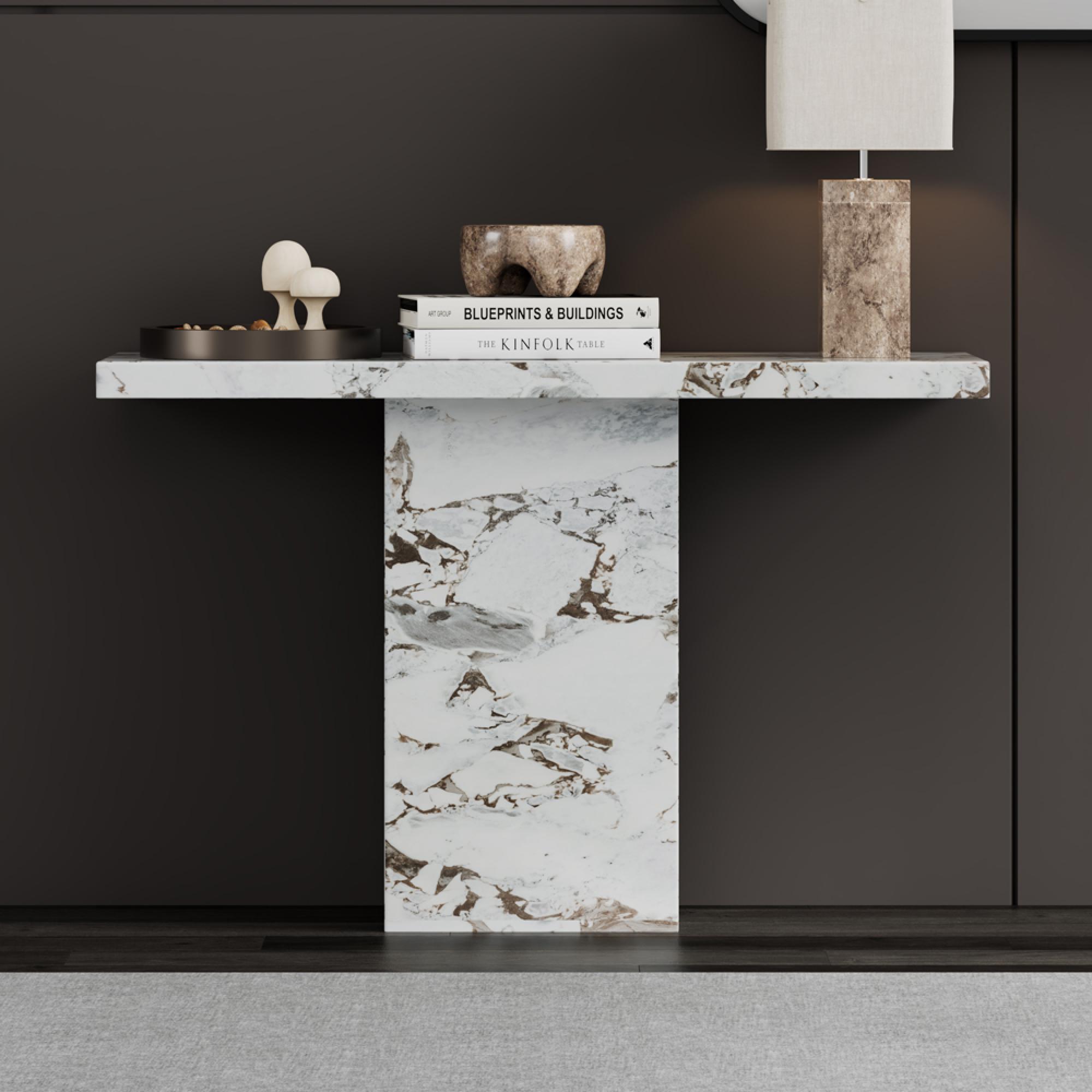 Viola White Marble Console Table