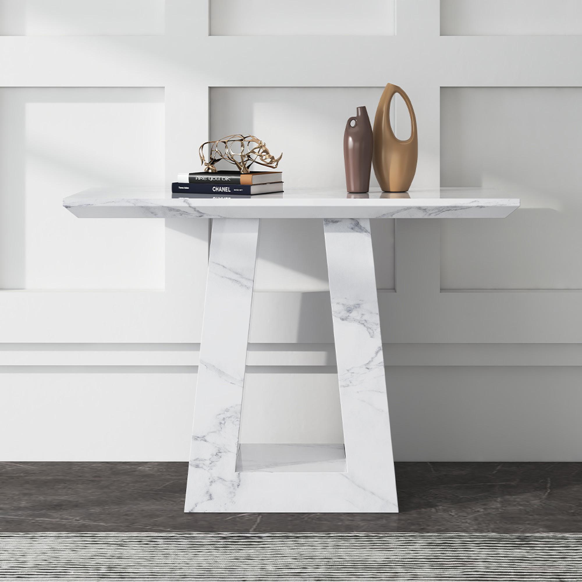 Milan White Marble Console Table