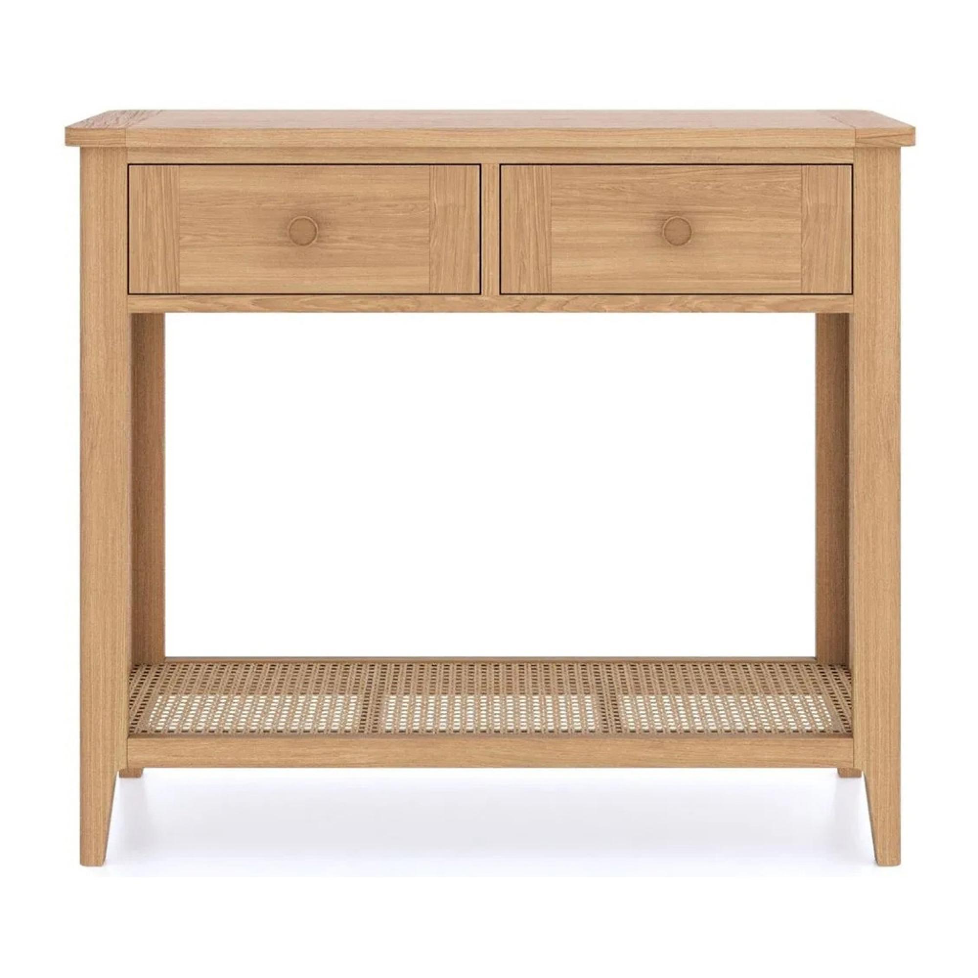 Henley Oak and Rattan 2 Drawer Console Table