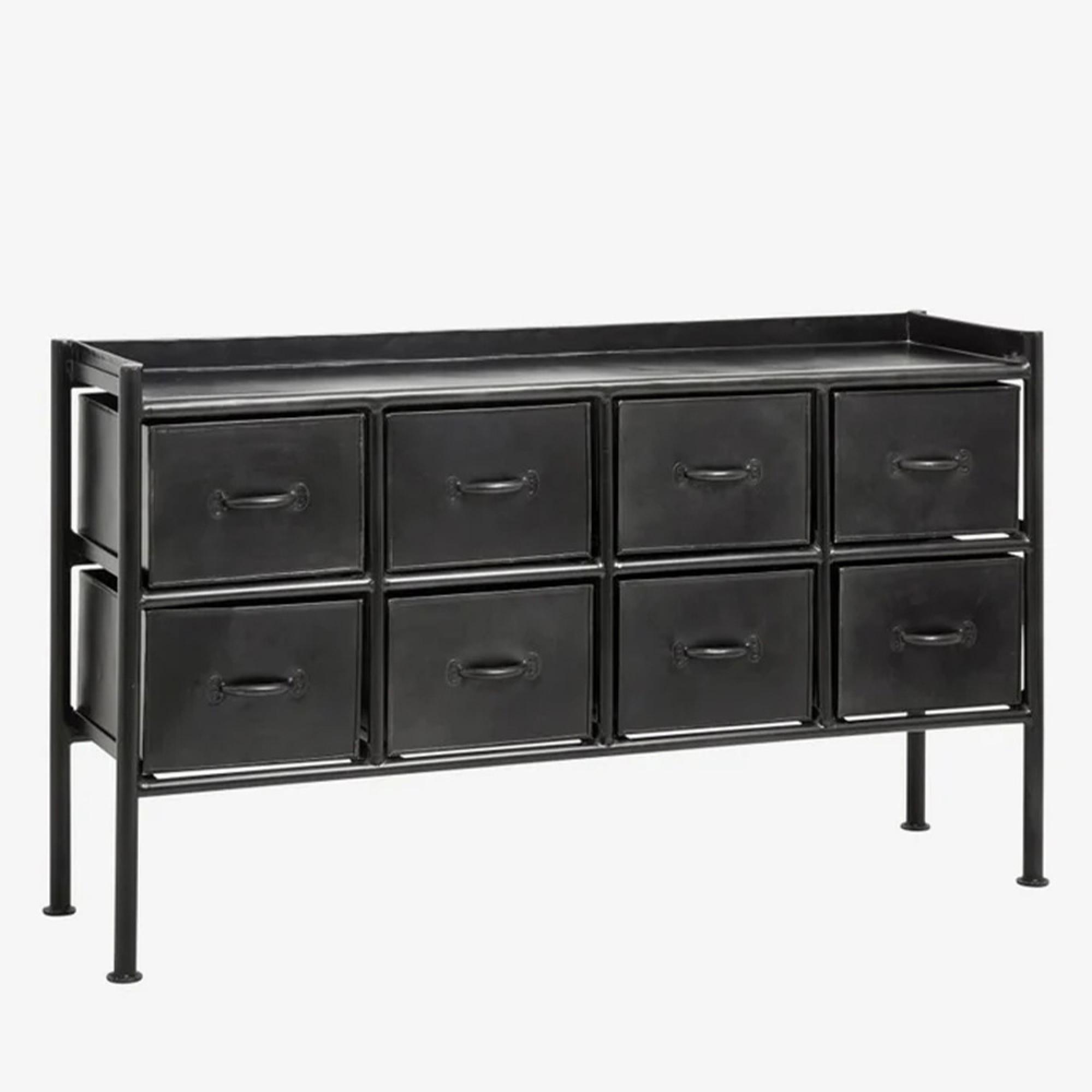 Portland Console Table - 8 Drawer - Black