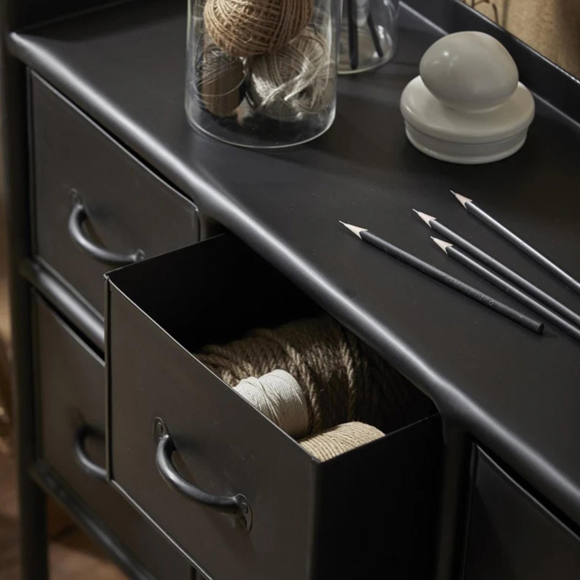 Portland Console Table - 8 Drawer - Black