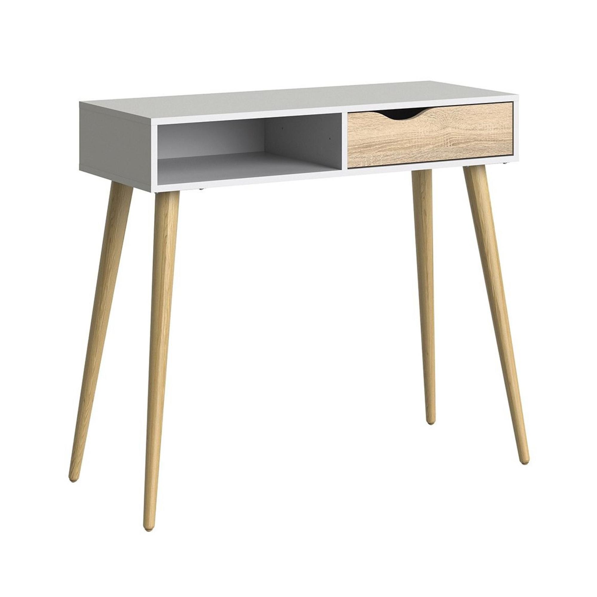 Oslo Console Table - 1 Drawer - White and Oak