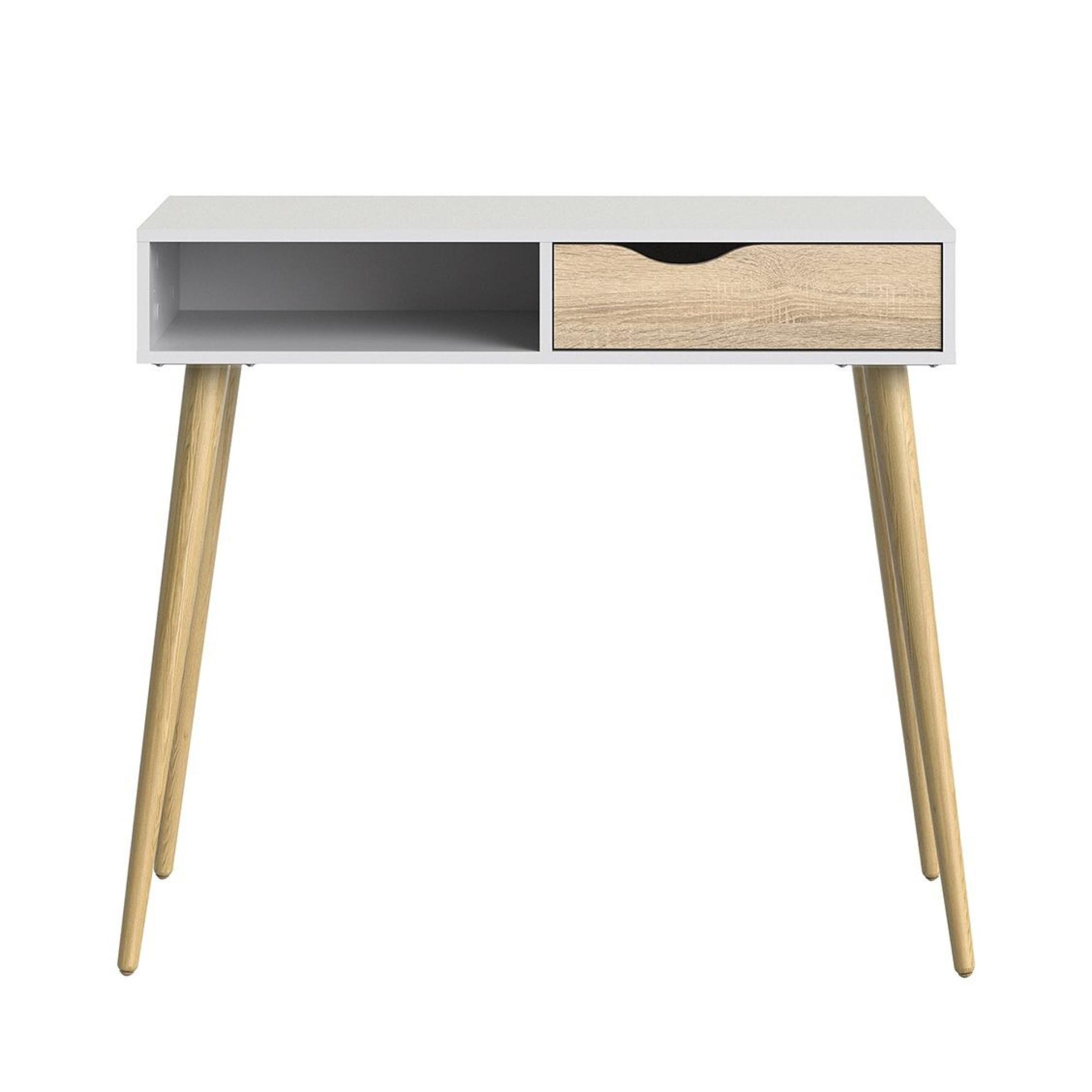 Oslo Console Table - 1 Drawer - White and Oak