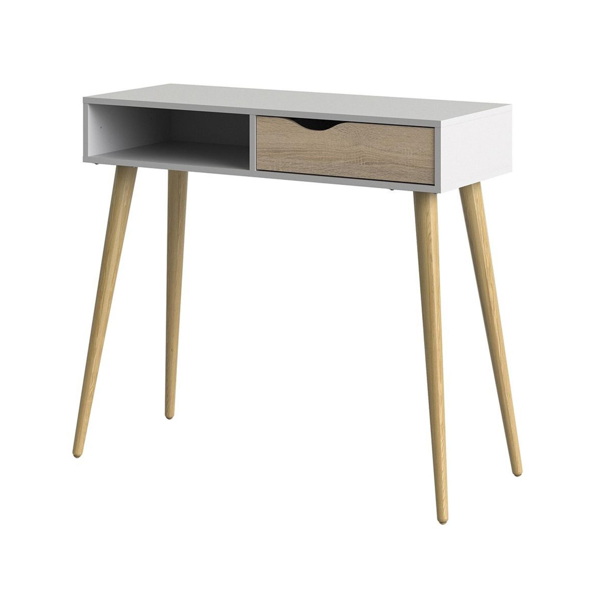 Oslo Console Table - 1 Drawer - White and Oak