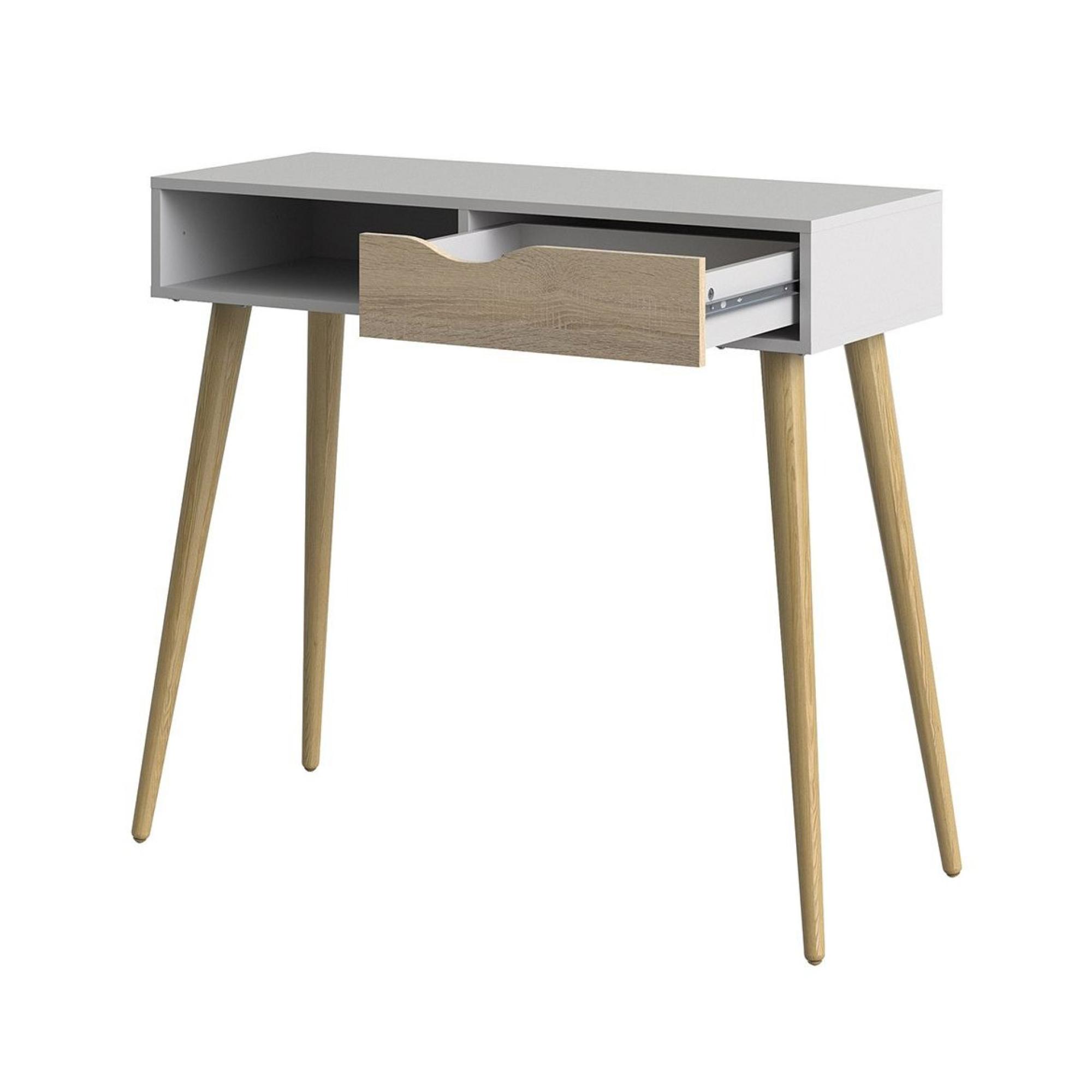 Oslo Console Table - 1 Drawer - White and Oak