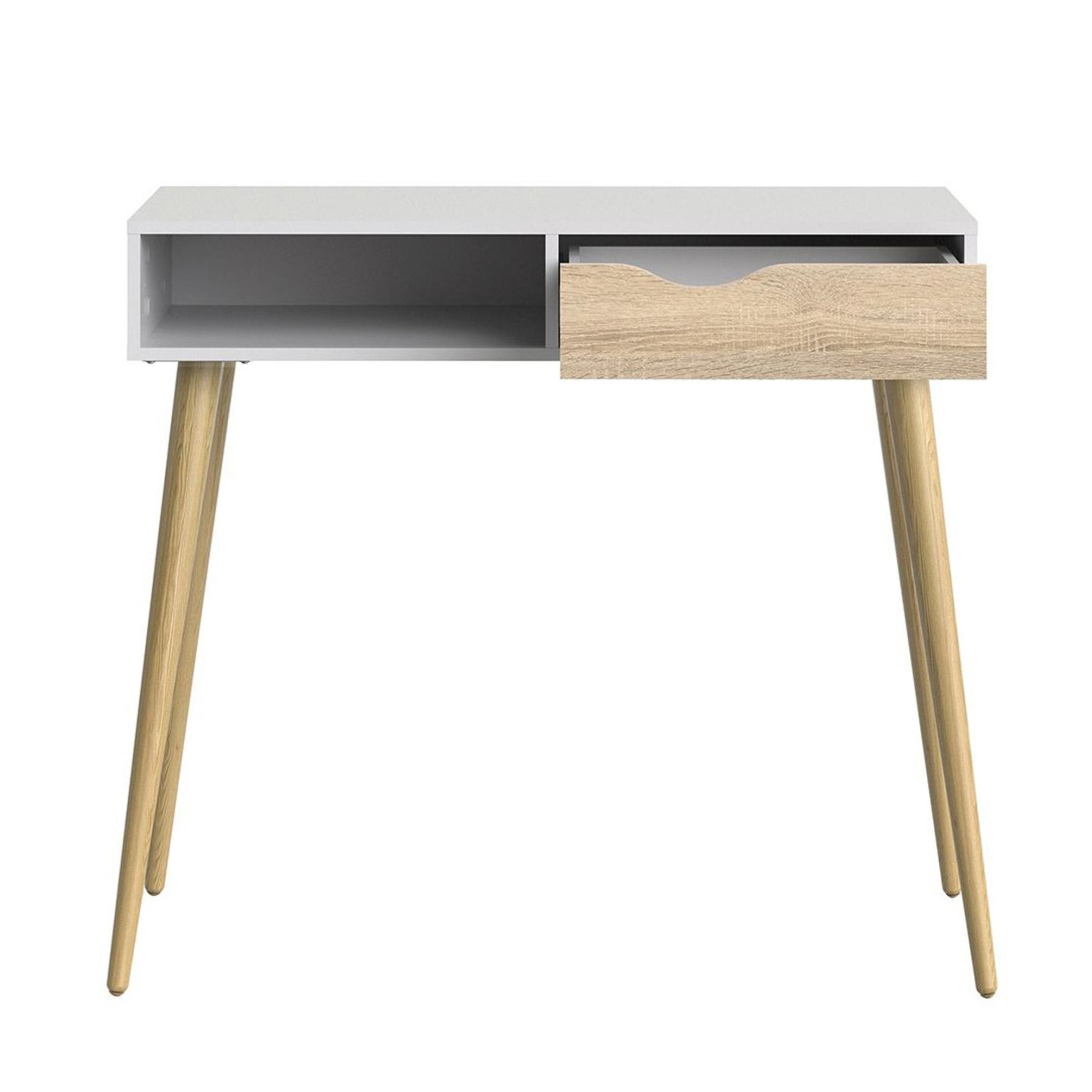 Oslo Console Table - 1 Drawer - White and Oak