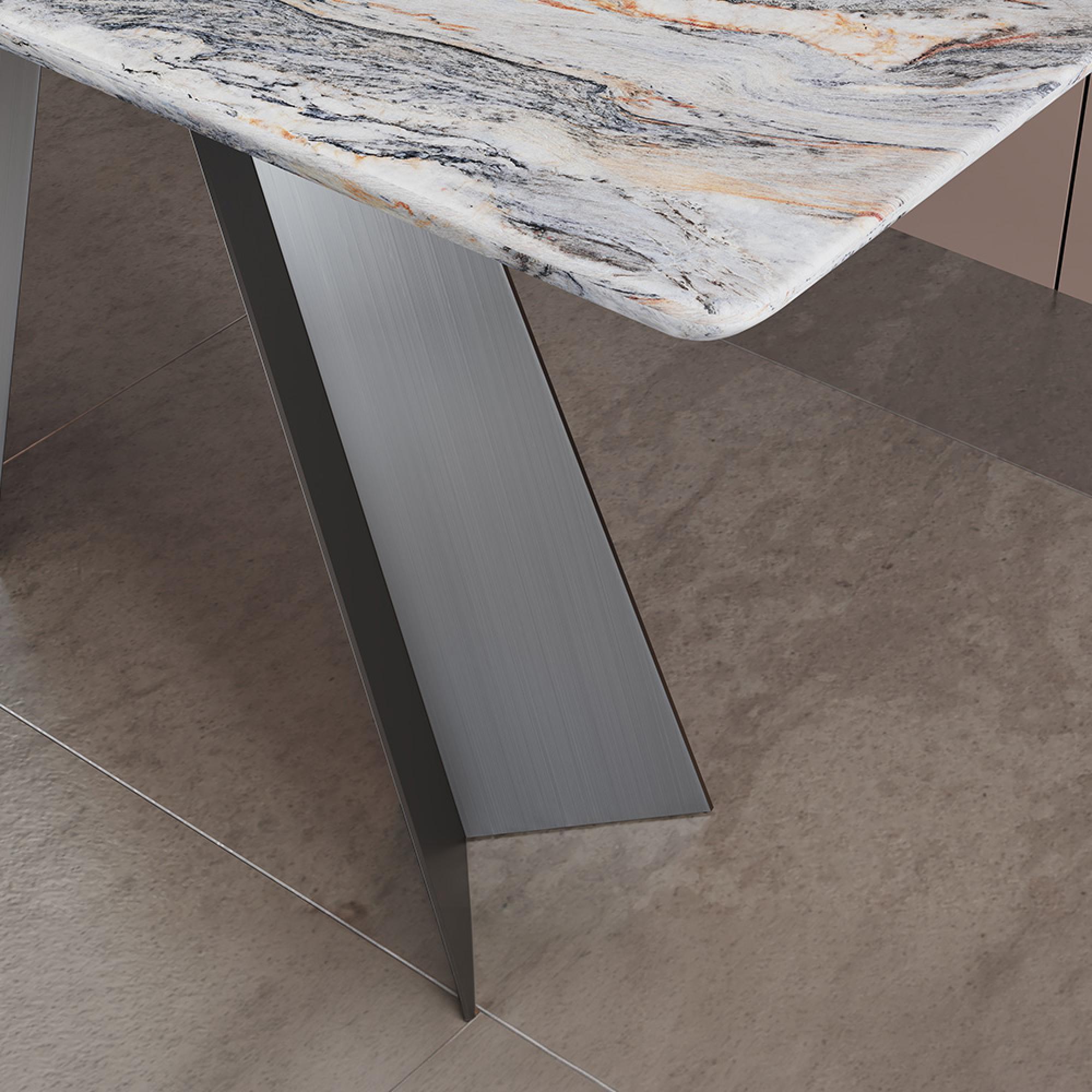 Taurus Console Table - Beige Marble - Dark Grey Base