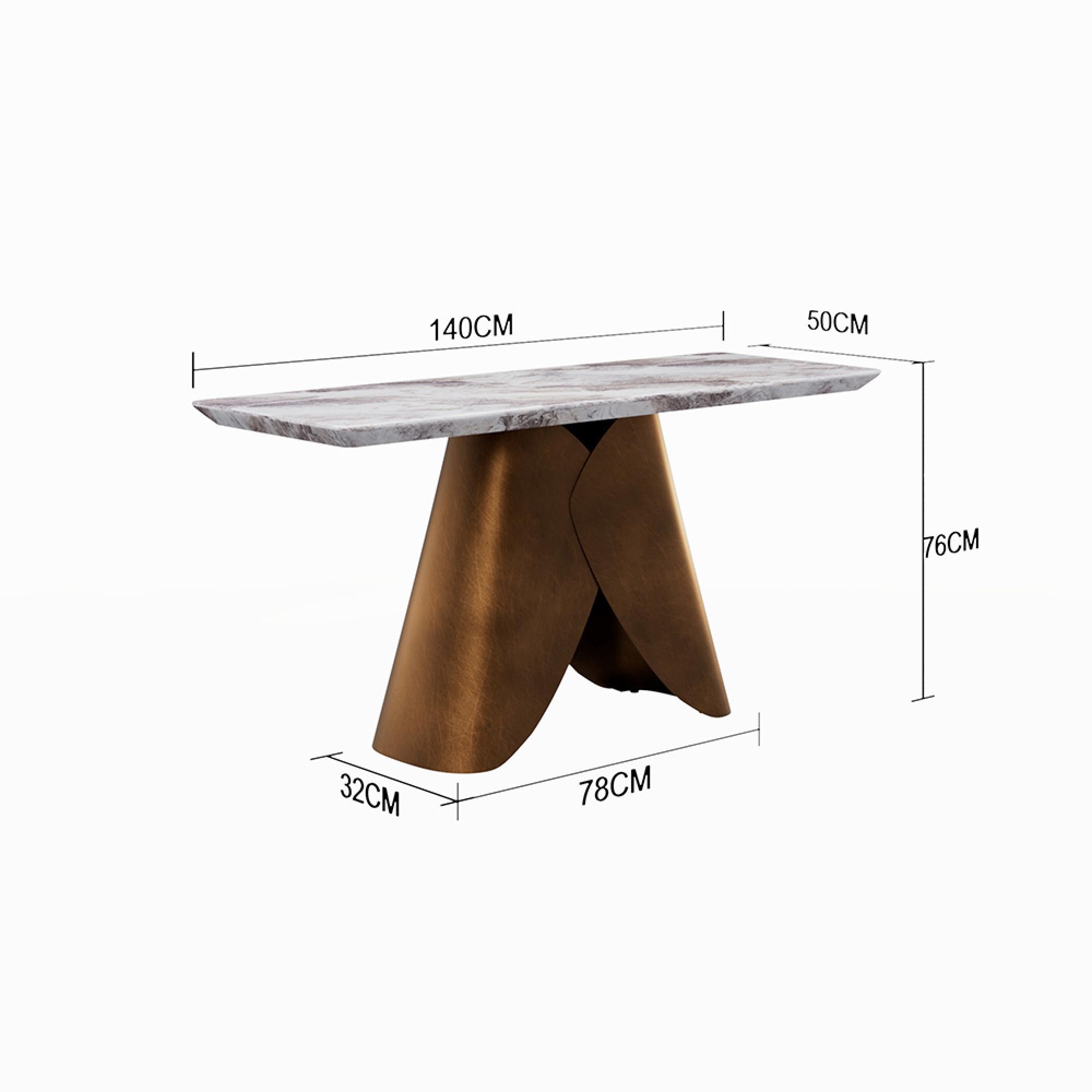 Enterprise Console Table - Grey Marble - Brass Base
