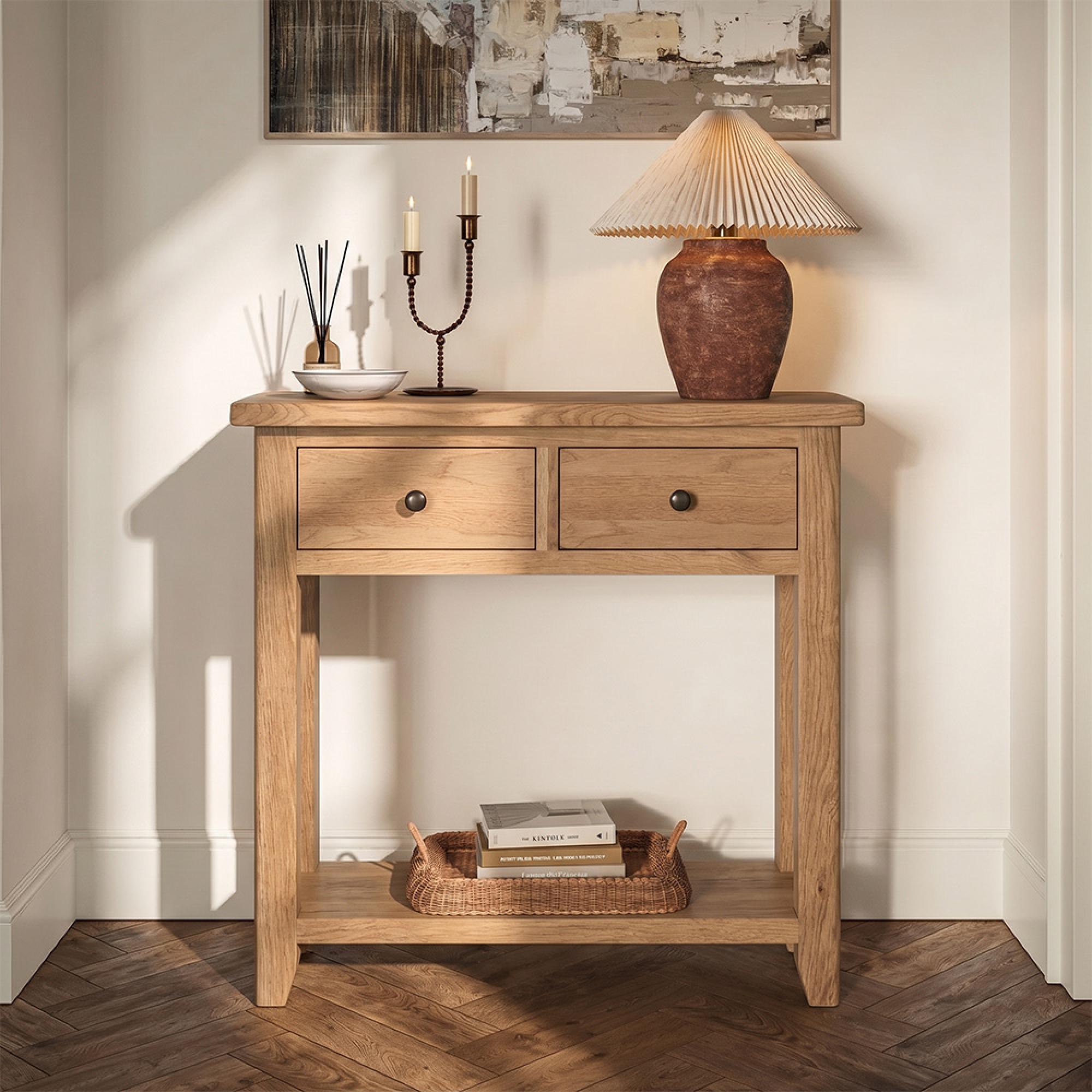 Appleby Console Table - 2 Drawer - Oak