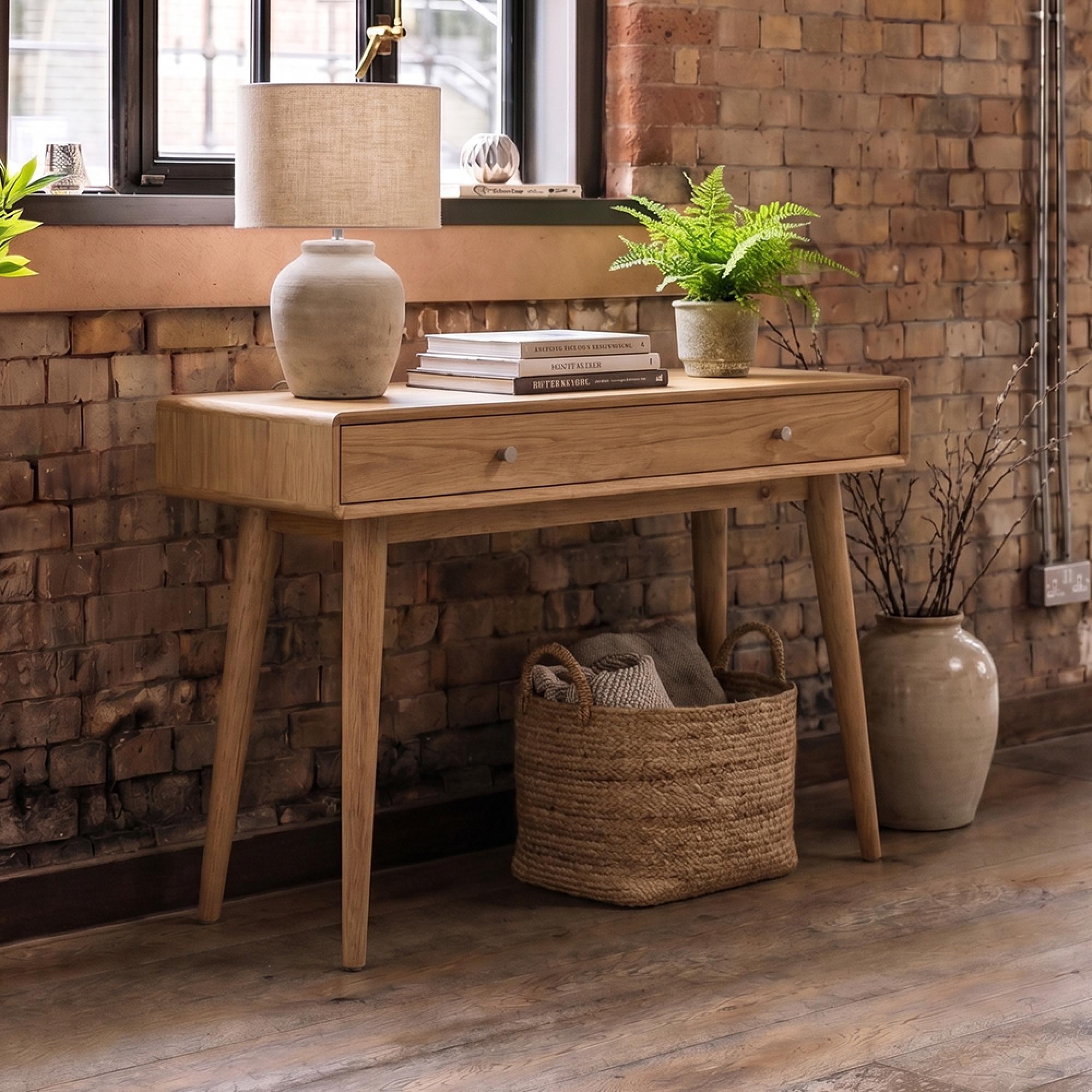 Jenson Oak Console Table - 1 Drawer