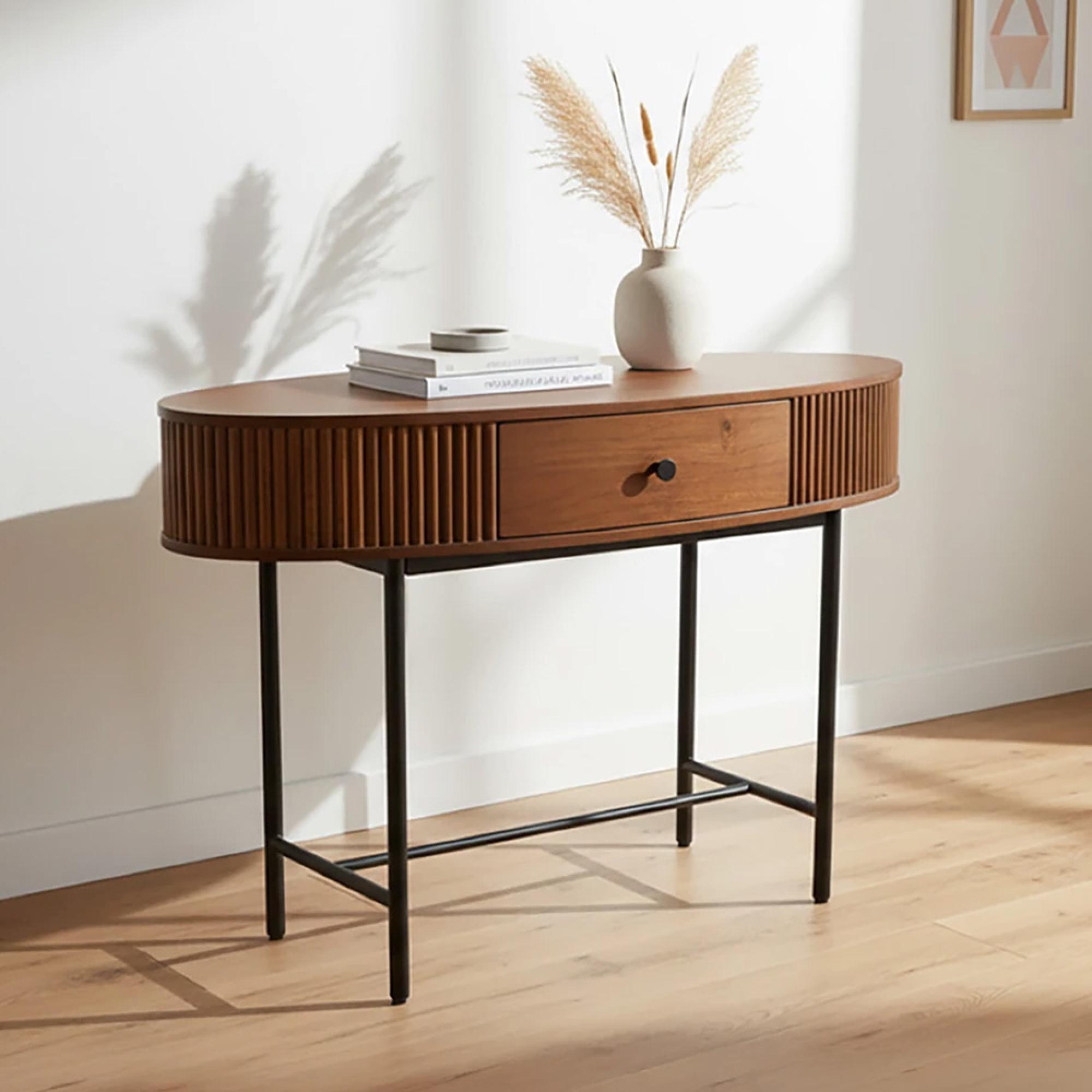 Panama Acacia Wood Console Table - 1 Drawer