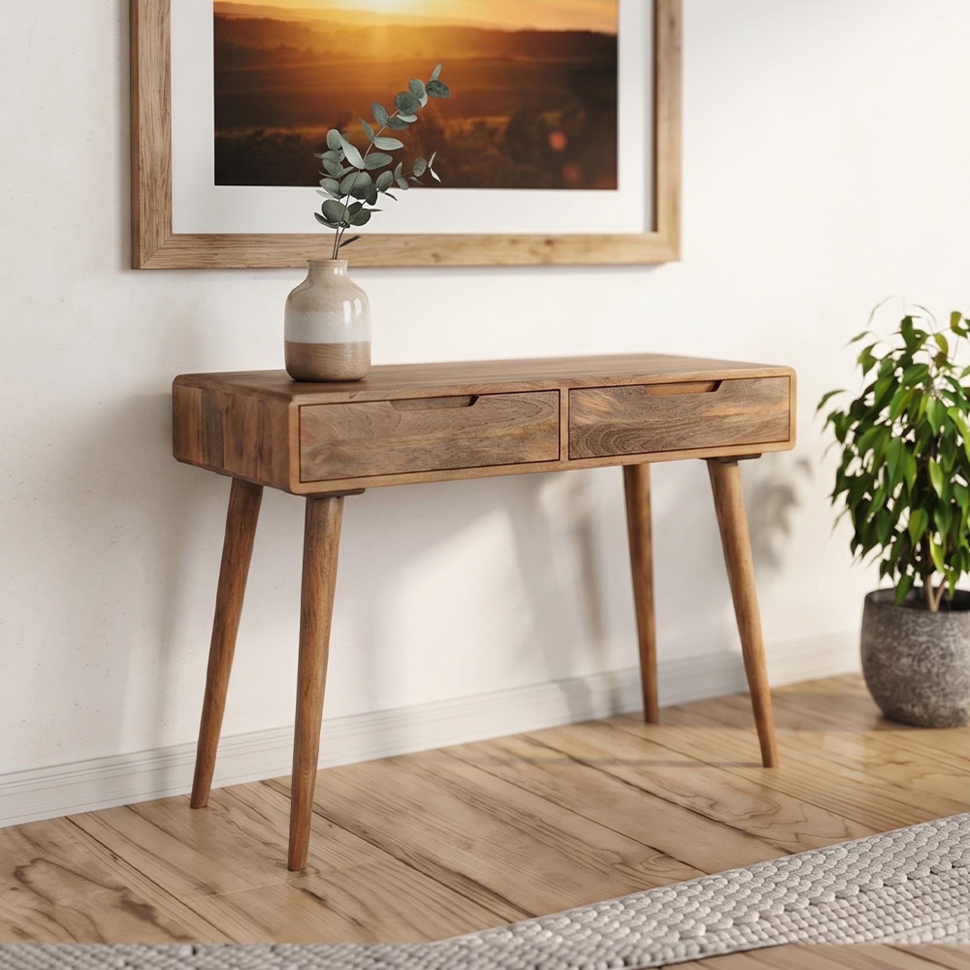 Surya Century Console Table - 2 Drawer - Solid Mango Wood