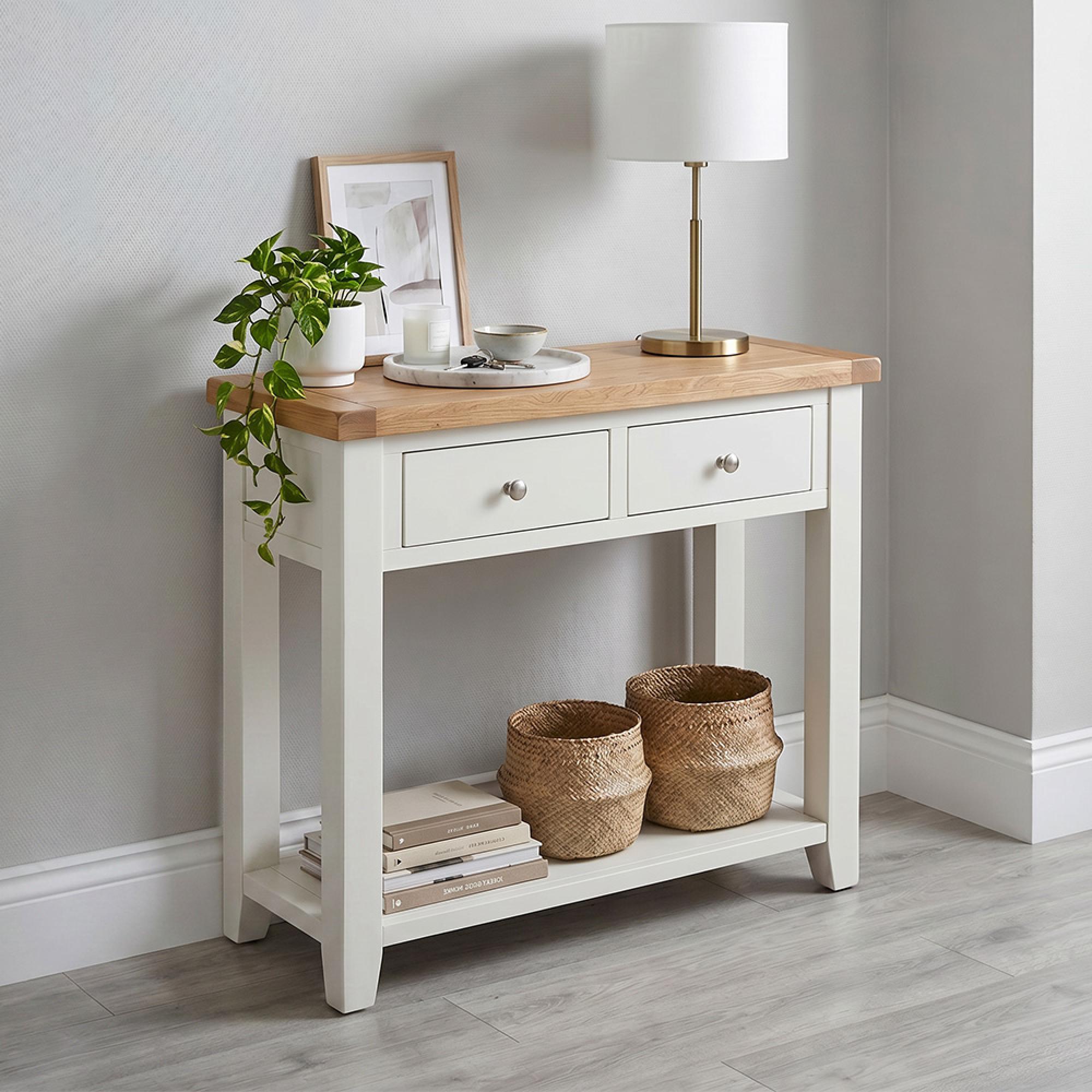 Melbourne Console Table - 2 Drawer - White and Wood
