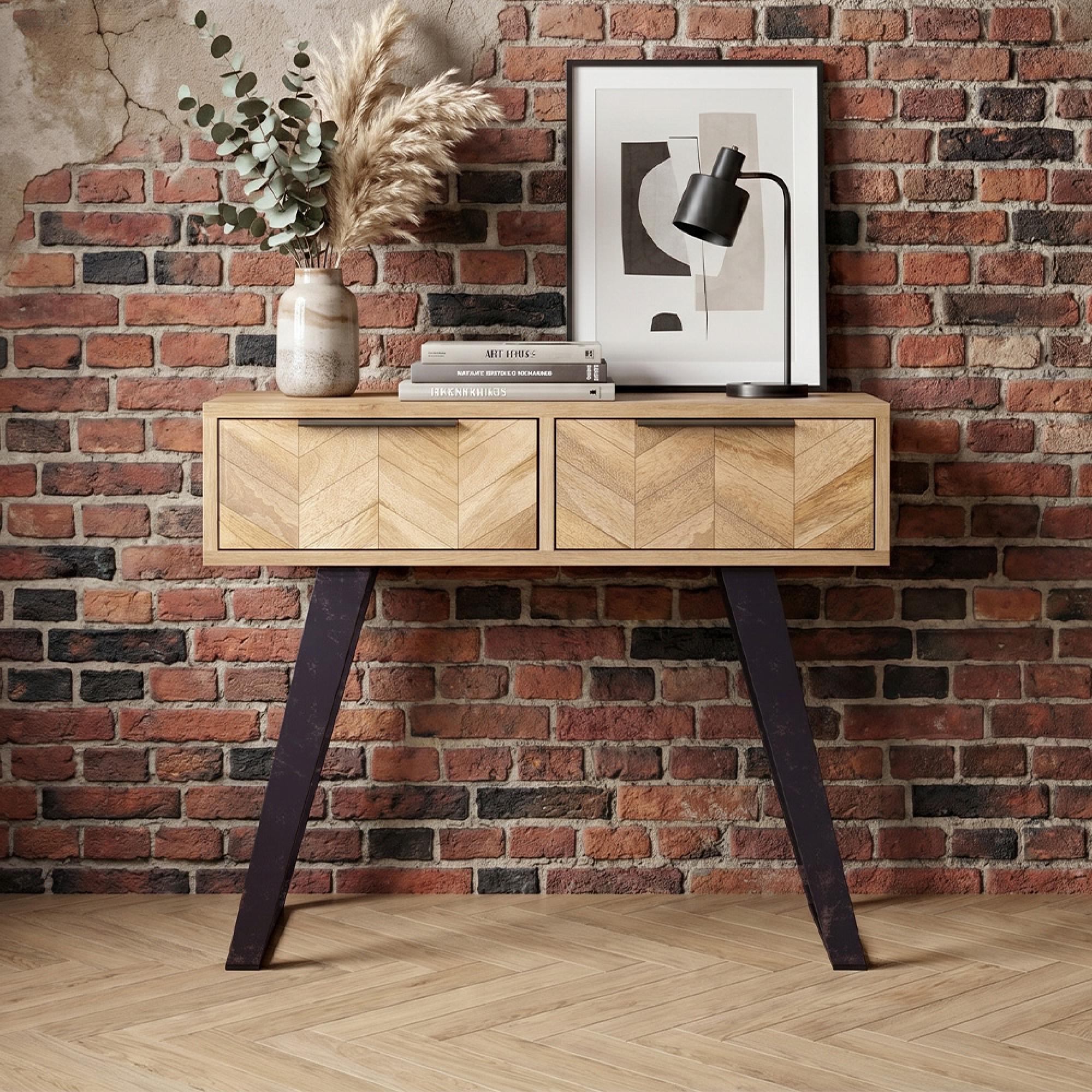 Agra Console Table - 2 Drawer - Parquet