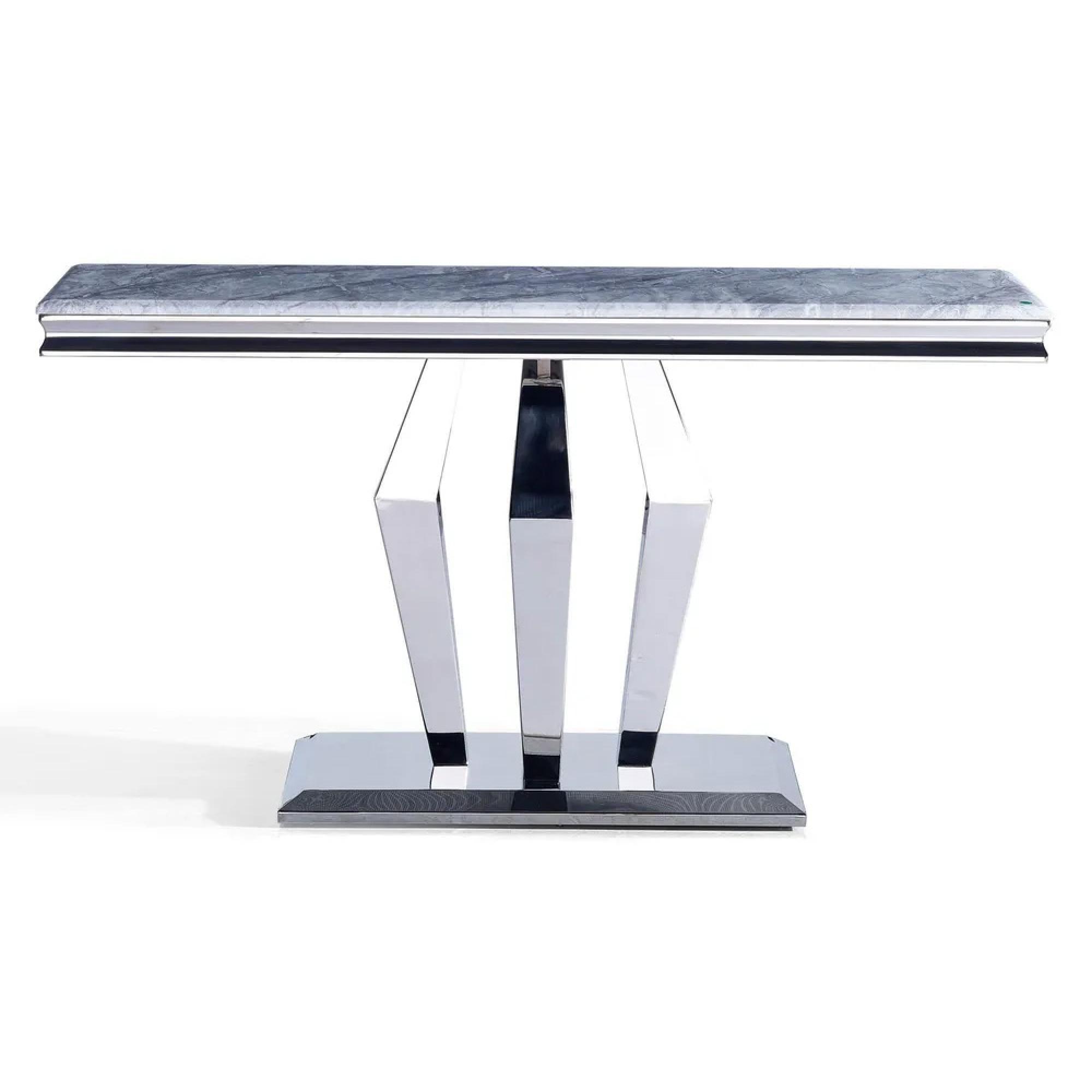 Dolce Console Table - Grey Marble & Chrome