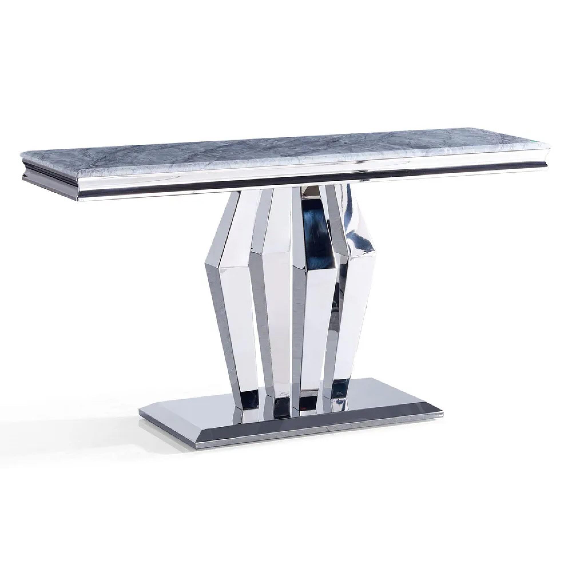 Dolce Console Table - Grey Marble & Chrome