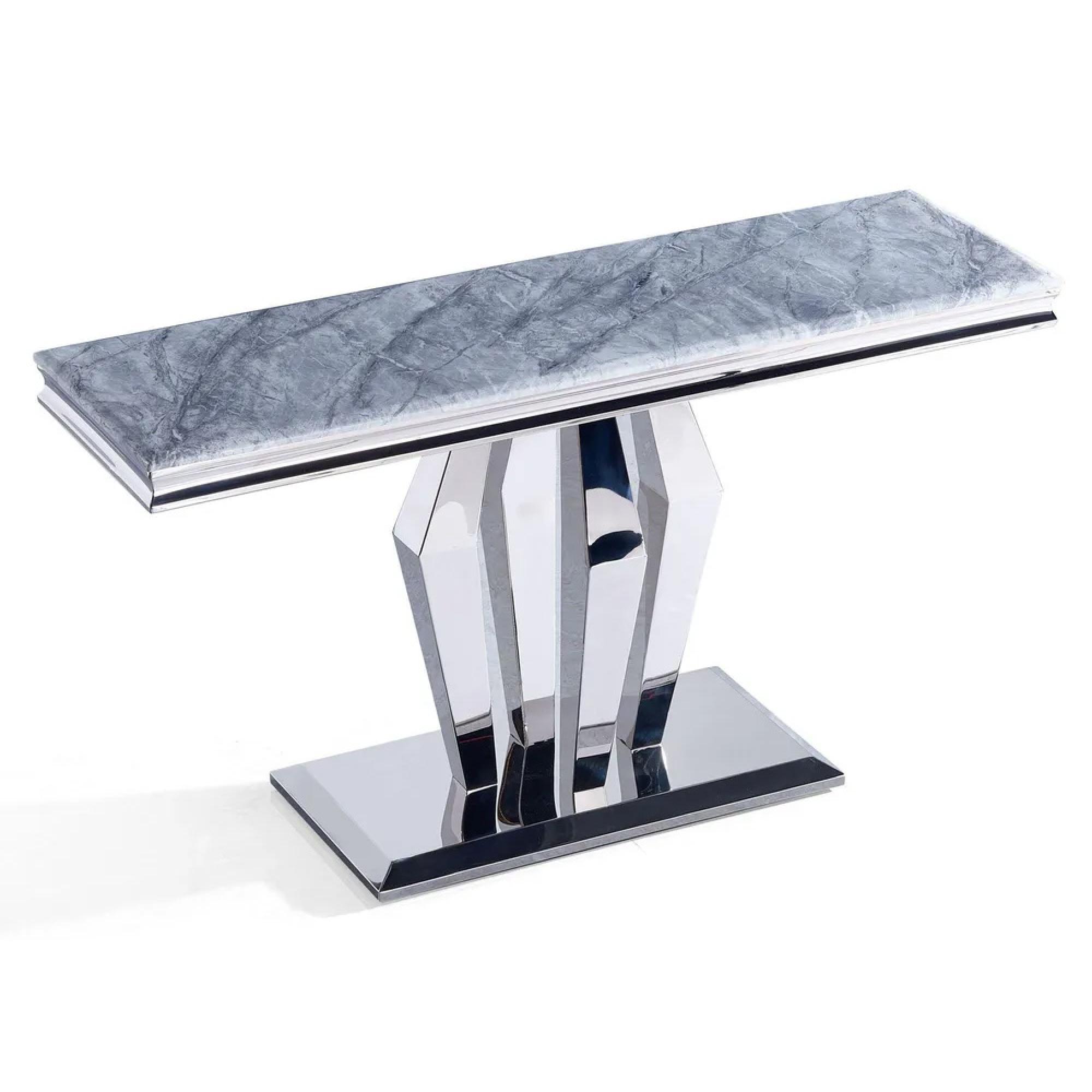 Dolce Console Table - Grey Marble & Chrome