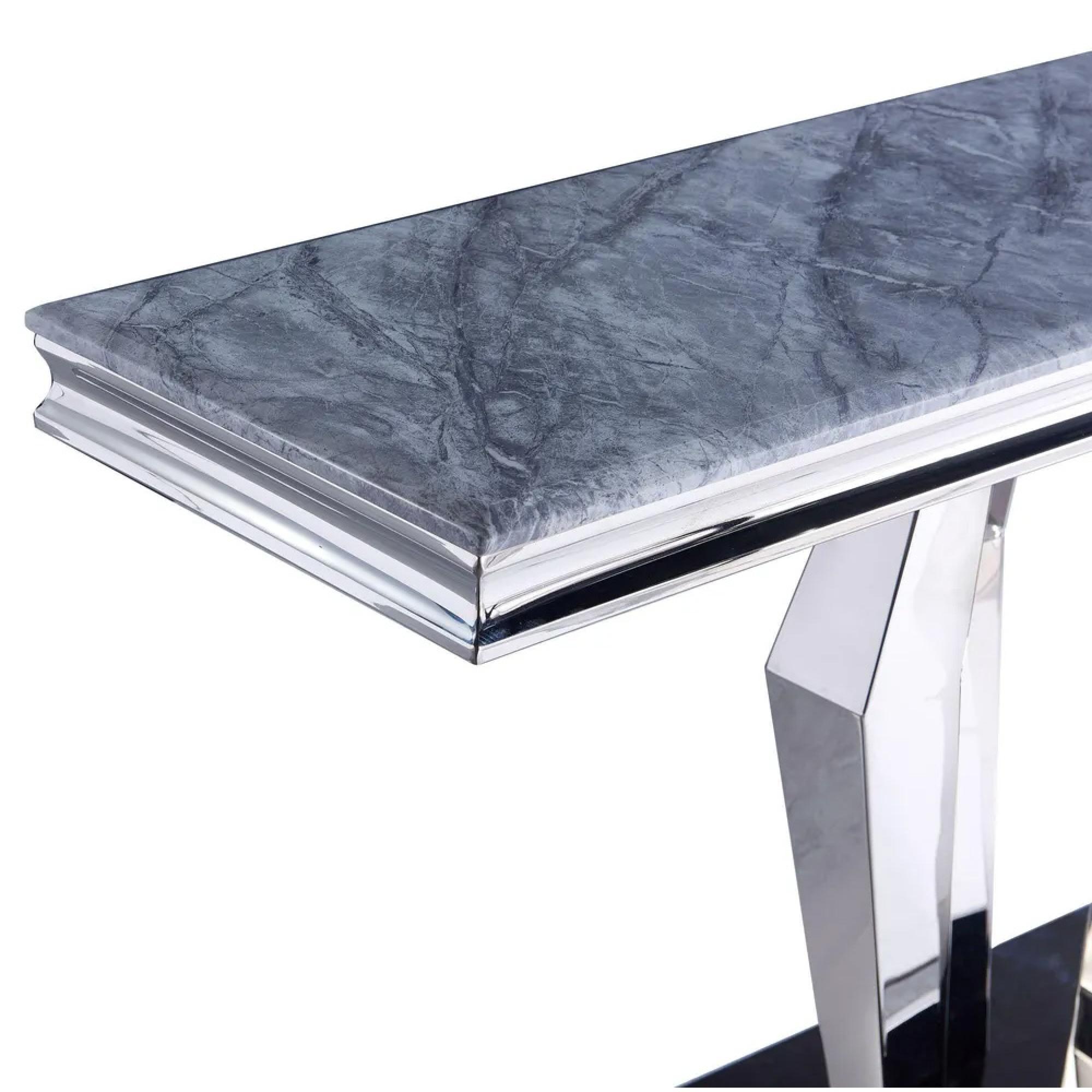 Dolce Console Table - Grey Marble & Chrome