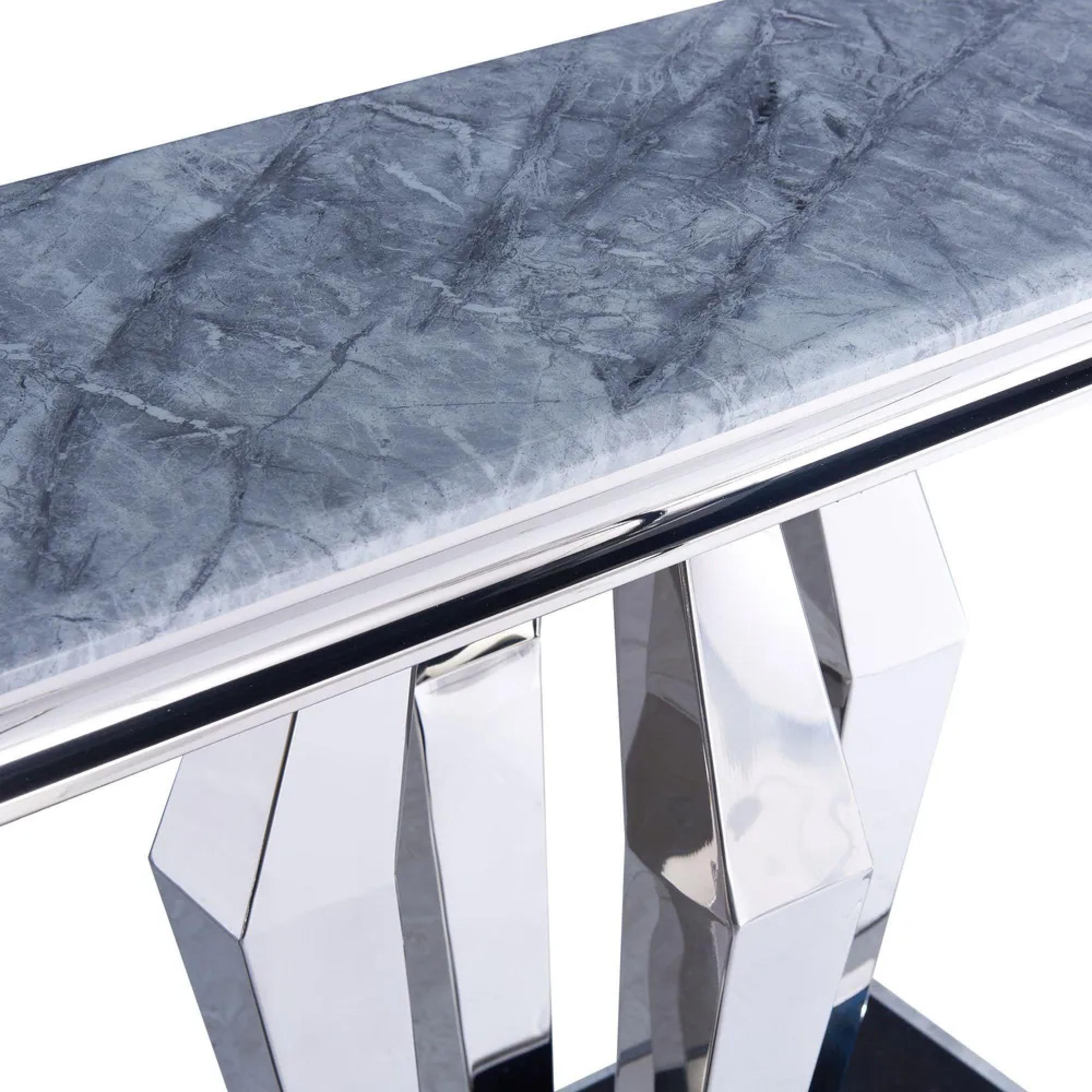 Dolce Console Table - Grey Marble & Chrome