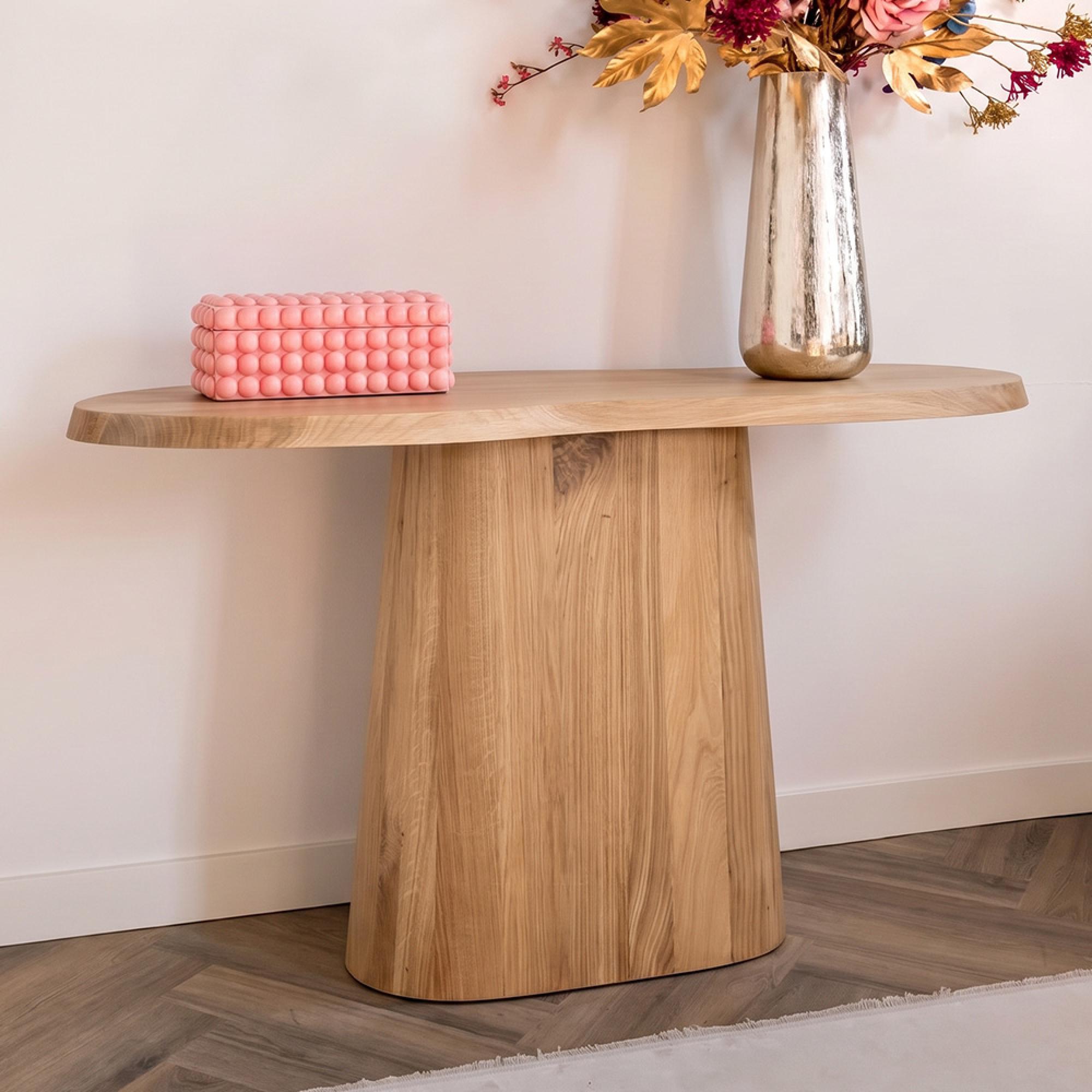 Riva Oak Abstaract Console Table