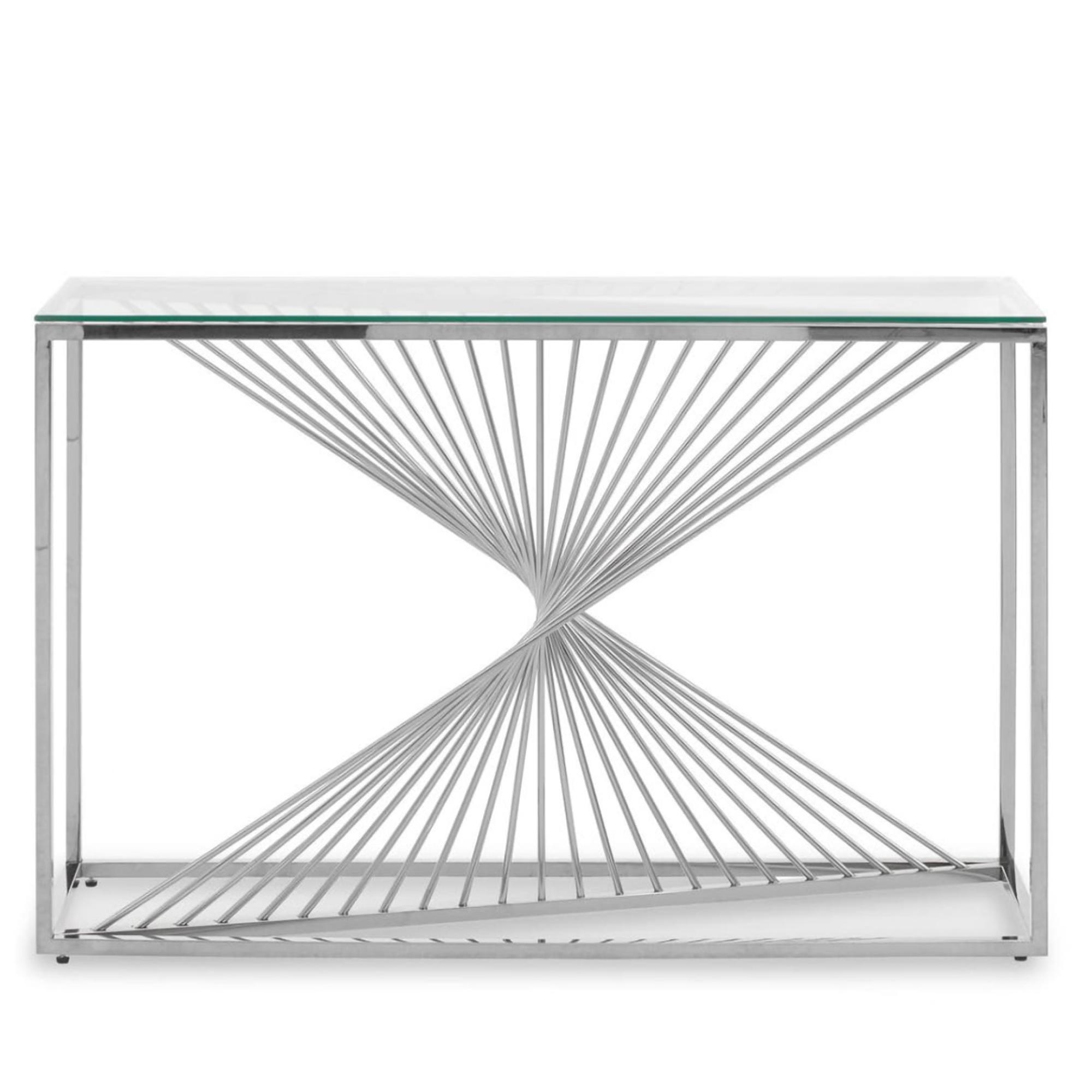 Amella Console Table - Glass with Silver Base