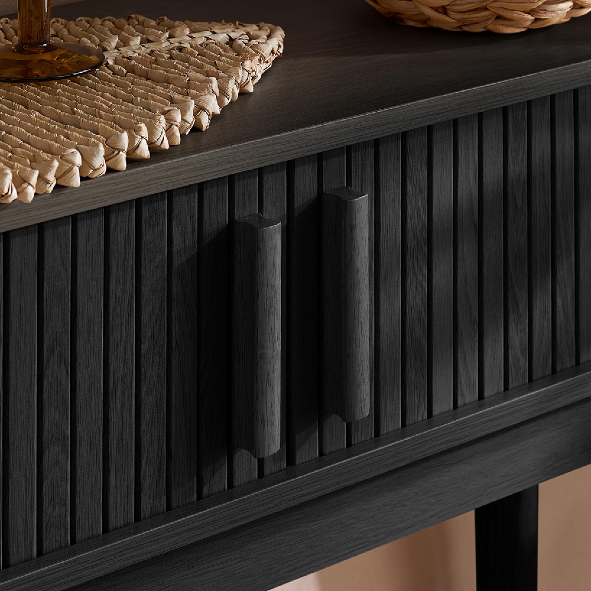 Axel Curved Console Table - Black Fluted