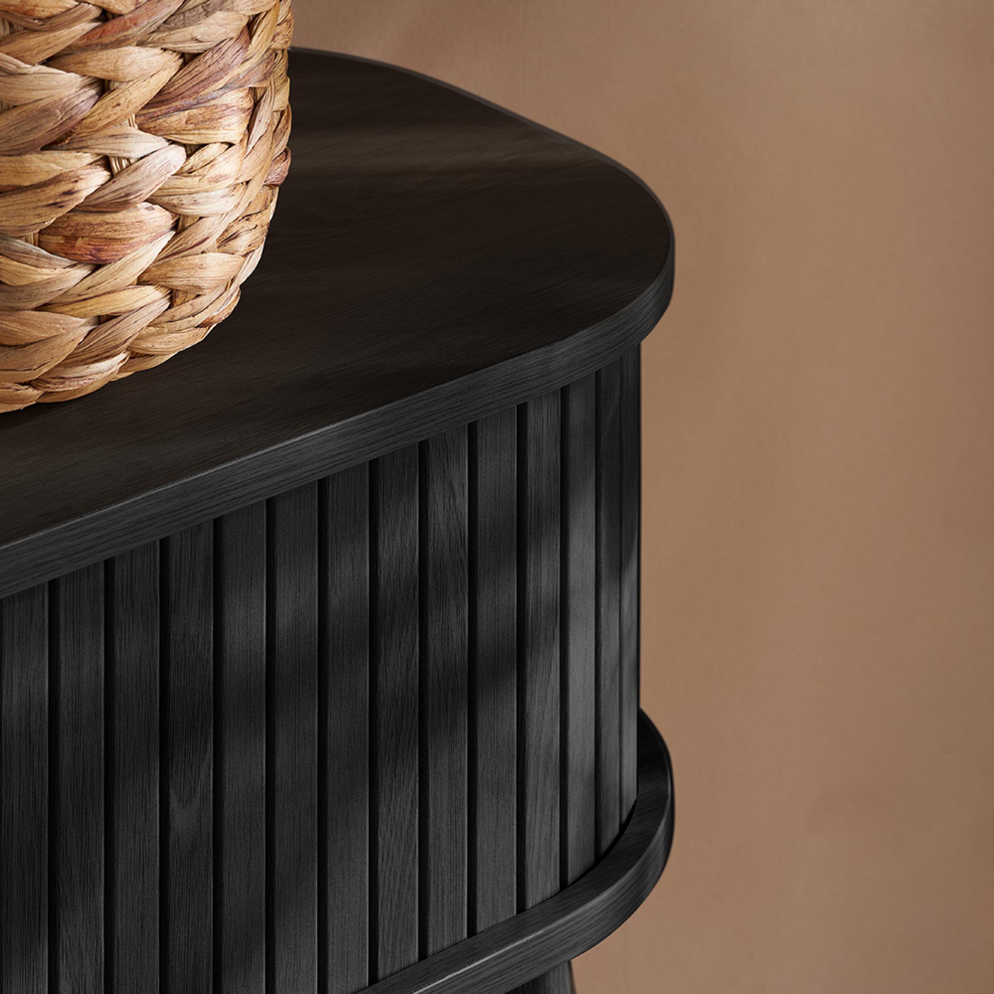 Axel Curved Console Table - Black Fluted