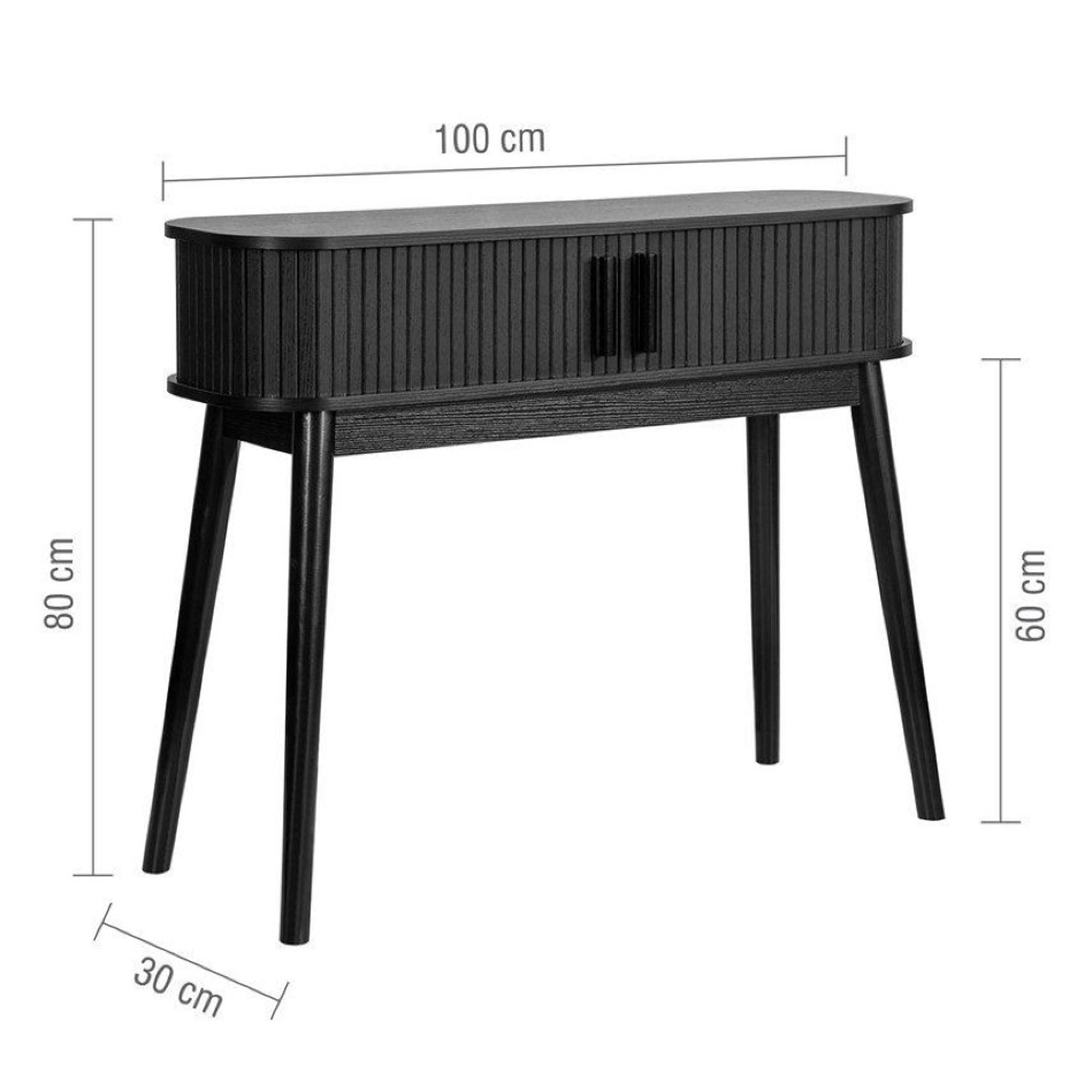 Axel Curved Console Table - Black Fluted