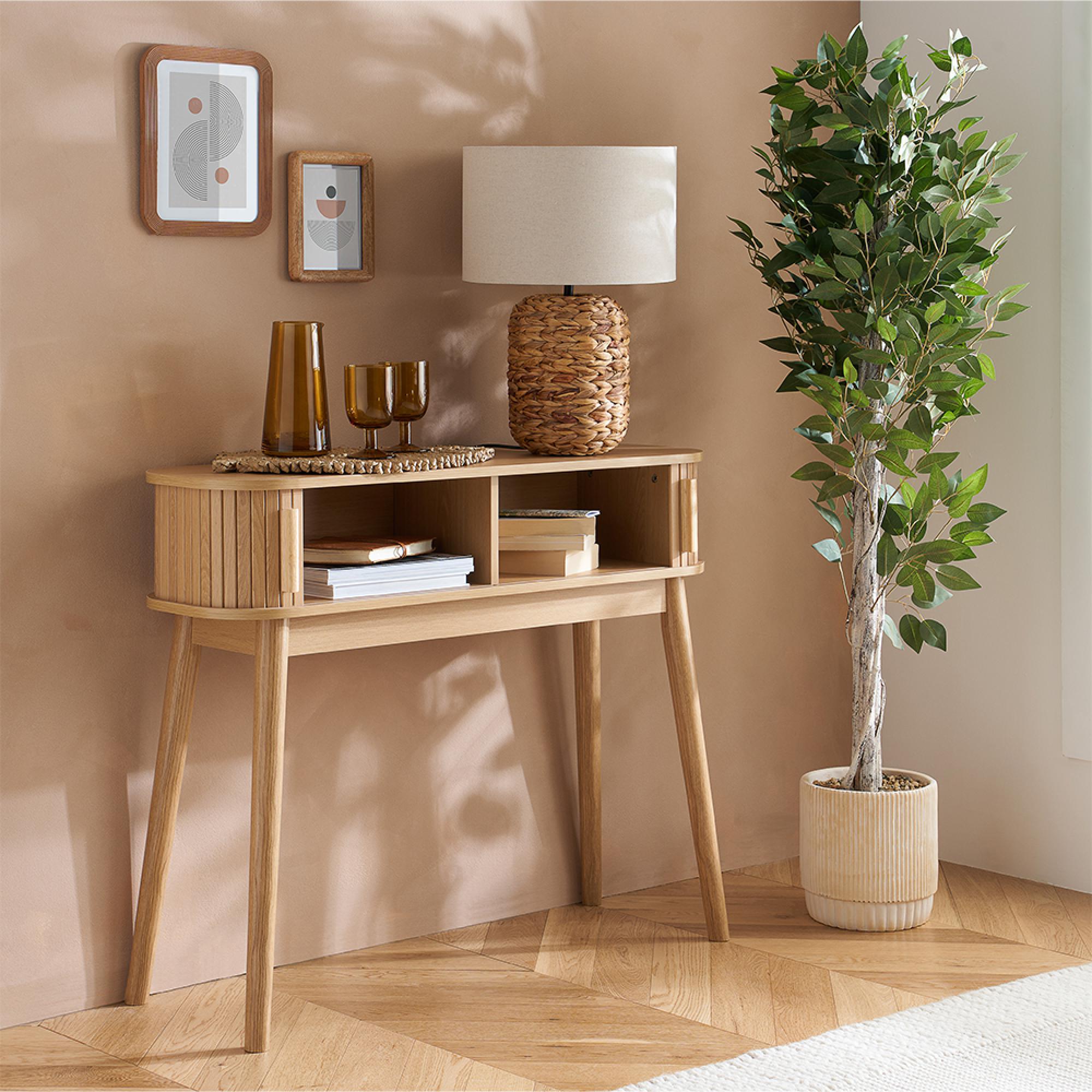 Axel Curved Console Table - Oak Fluted