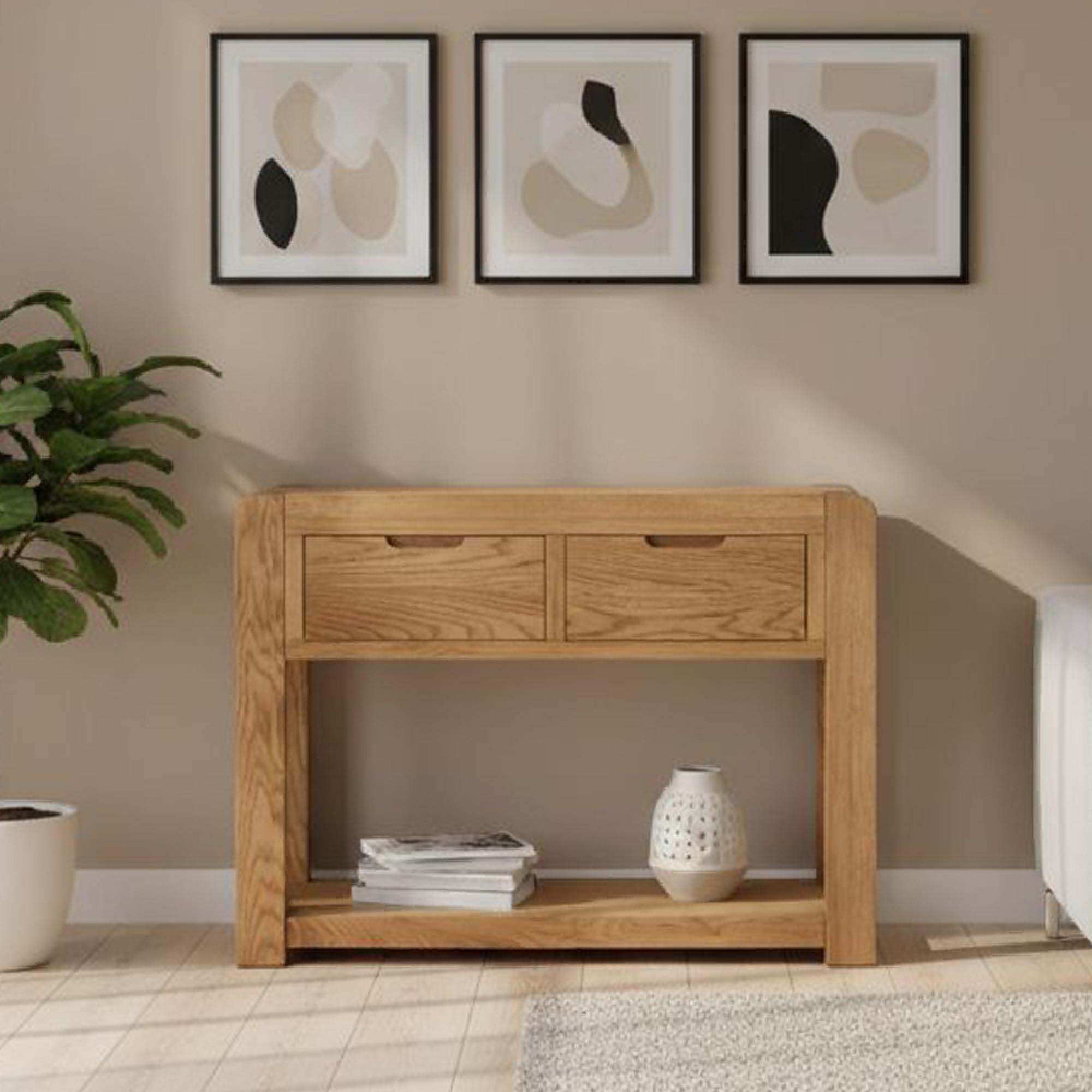 Bergen Console Table - 2 Drawer - Oak