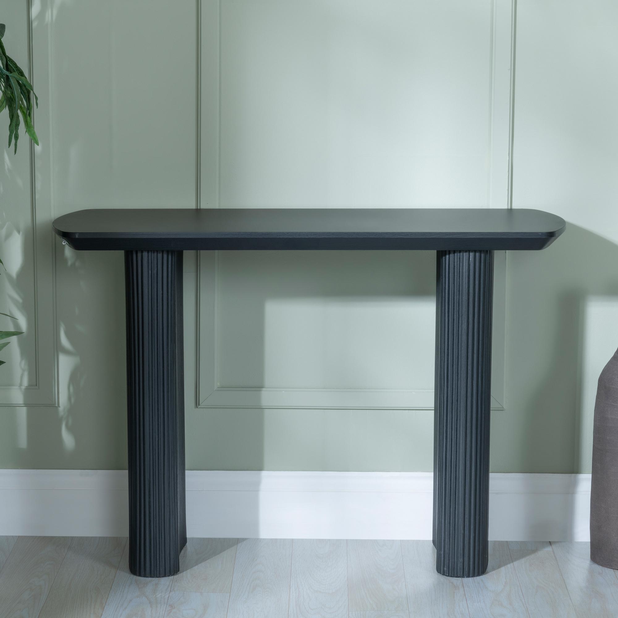 Bern Pedestal Console Table - Black - Fluted