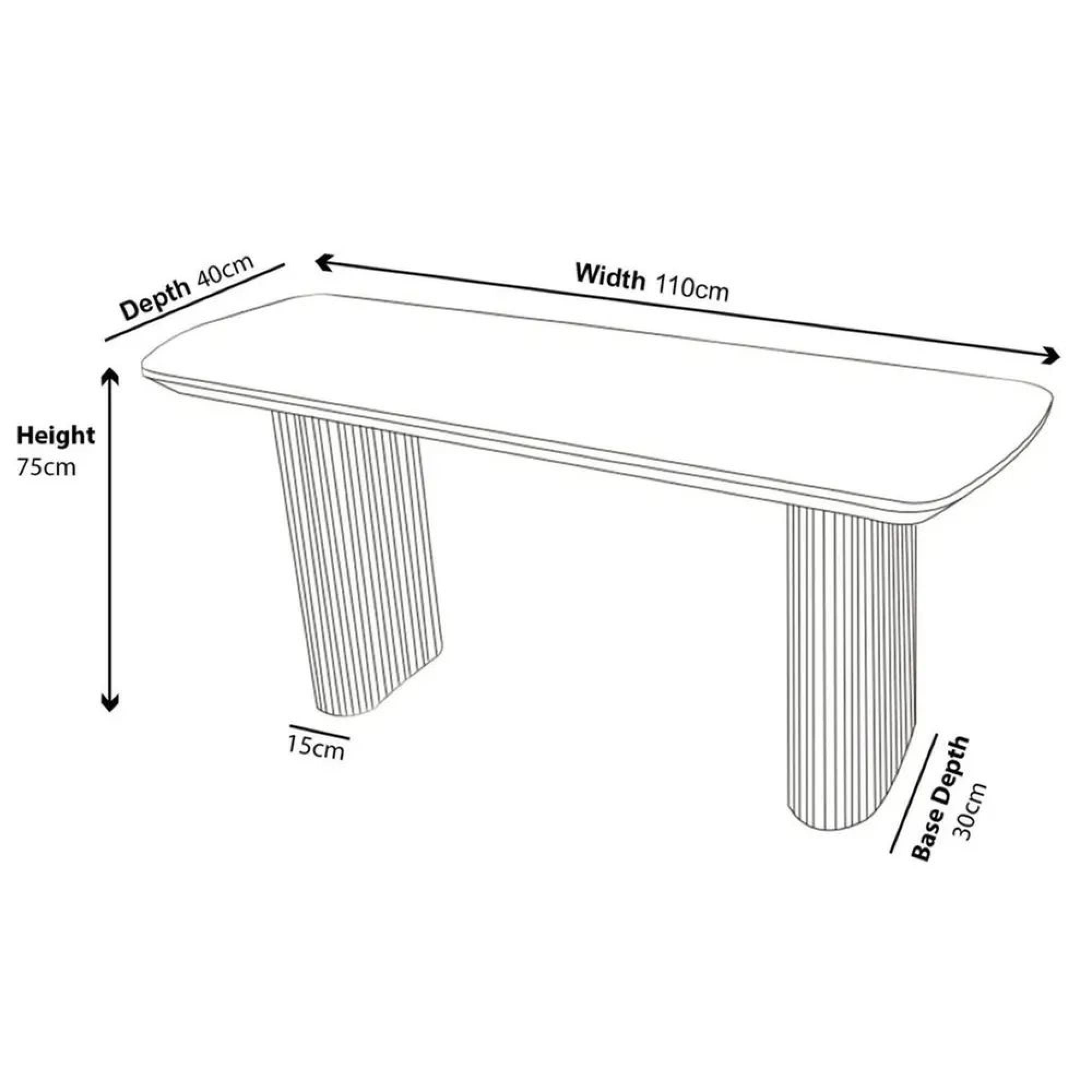Bern Pedestal Console Table - White Washed Oak - Fluted