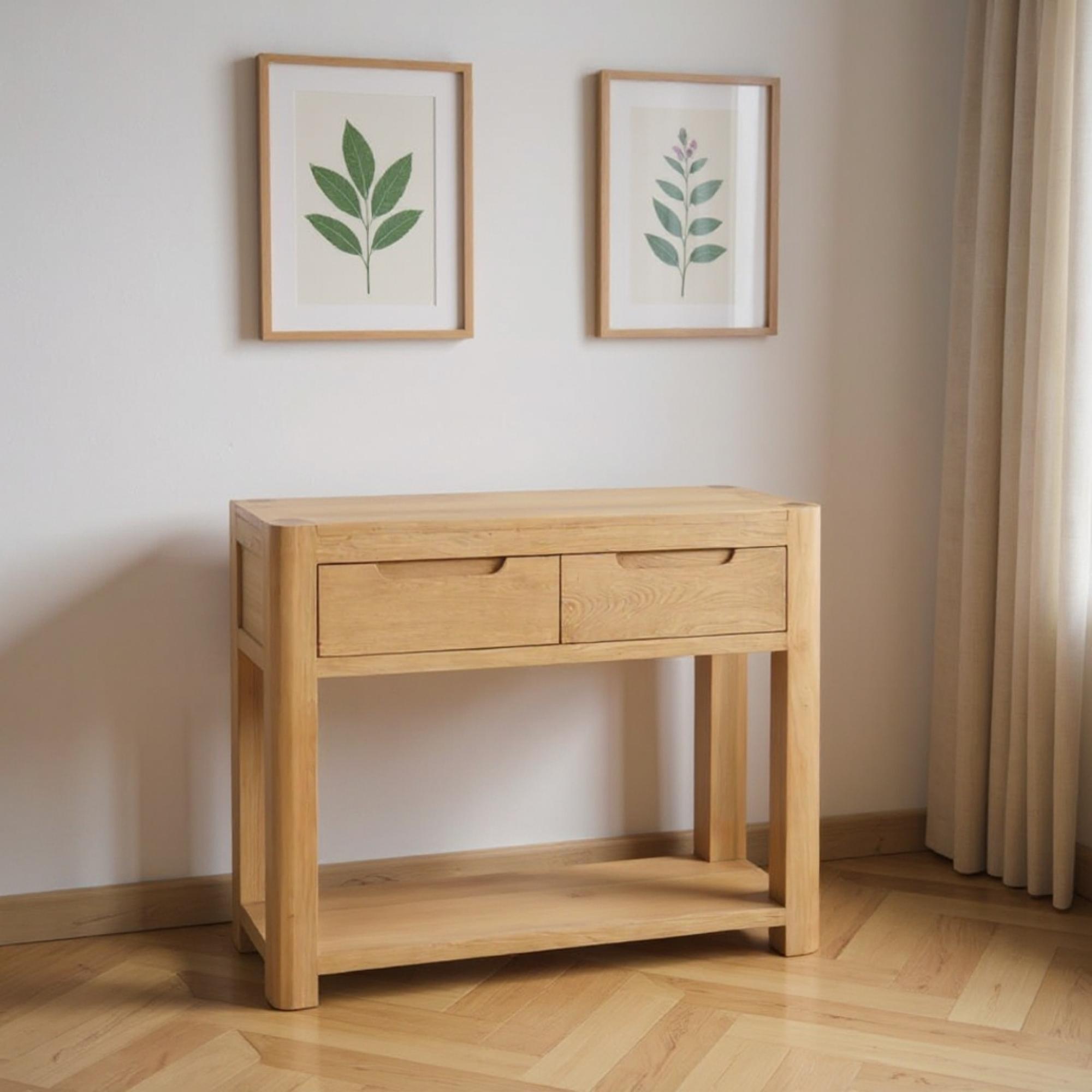 Carly Console Table - 2 Drawer - Oak