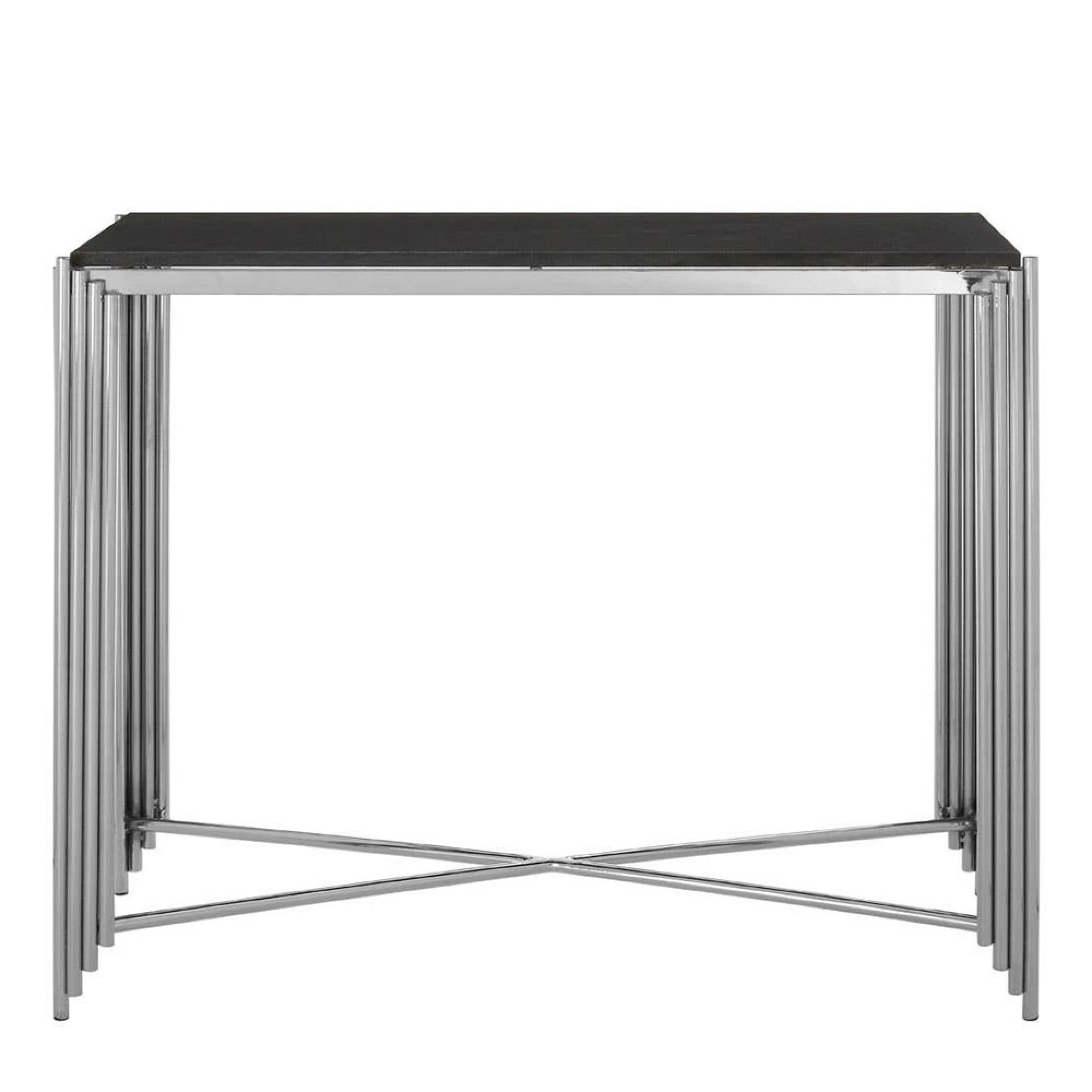 Clarice Console Table - Black Granite with Chrome