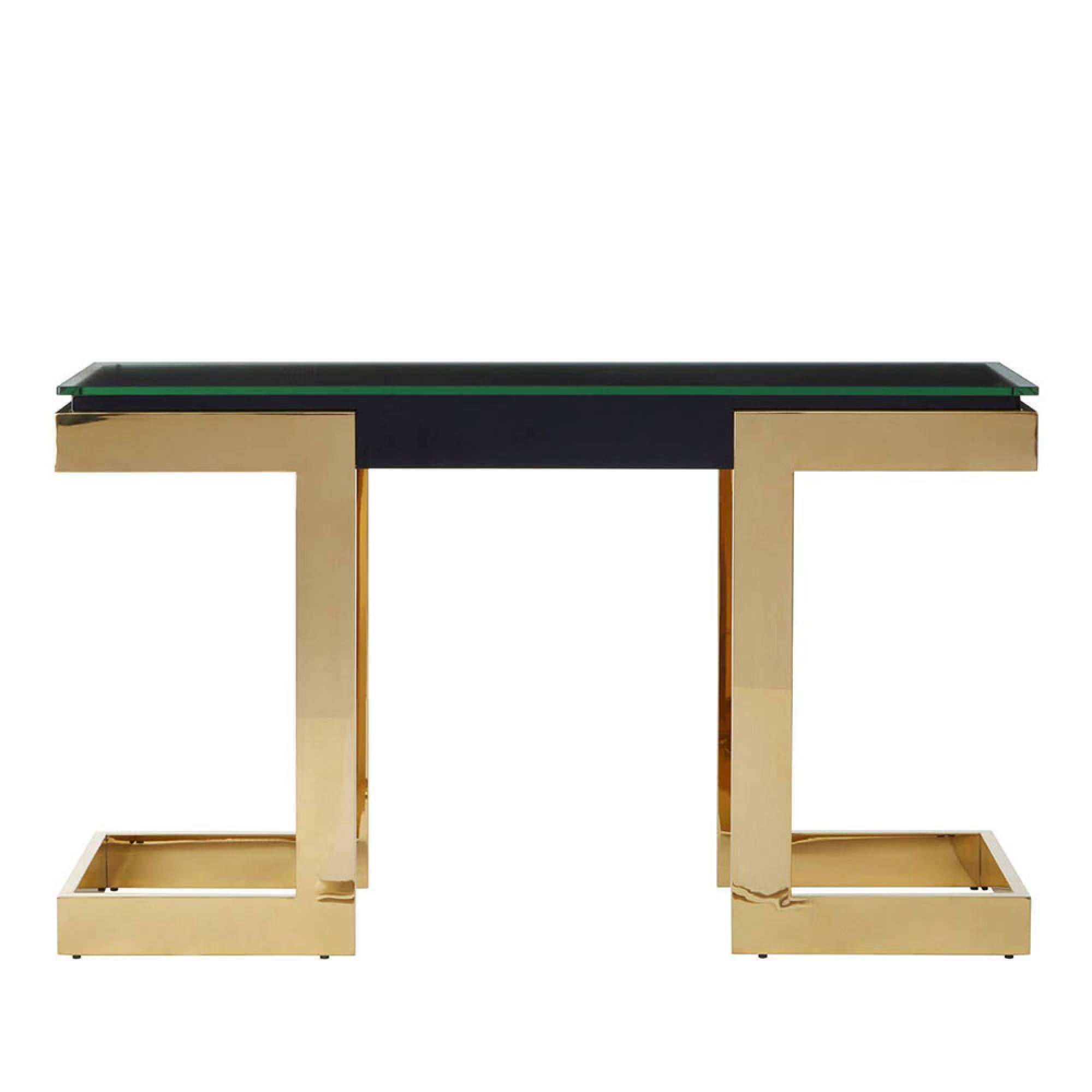 Deana Console Table - Clear Glass with Gold Metal