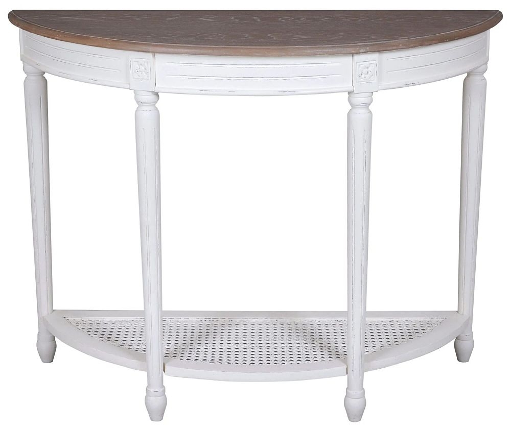 Delphine French Off-White Painted Half Moon Console Table
