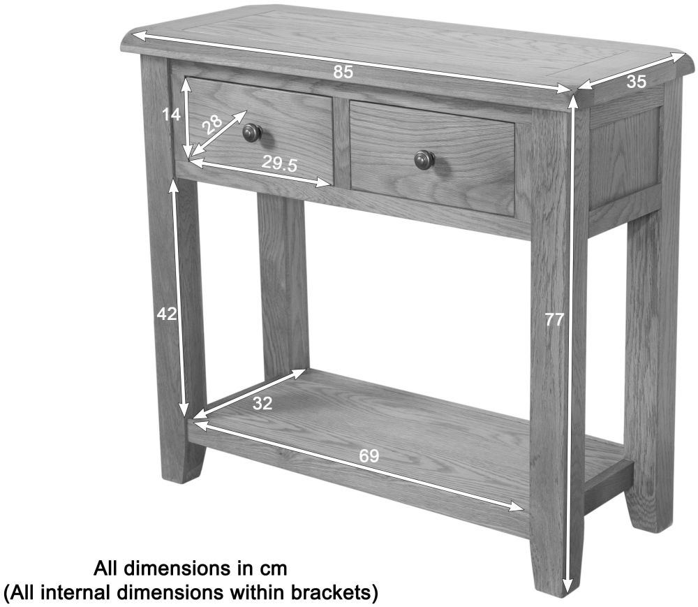 Dorset Console Table - 2 Drawer - Oak