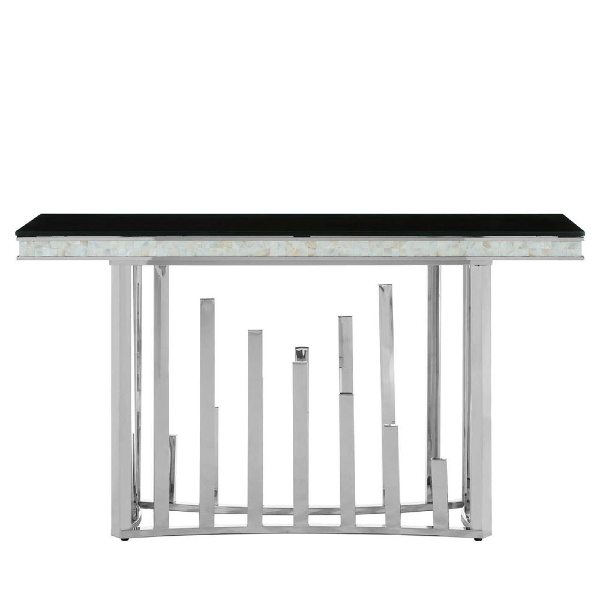 Eliza Console Table - Black Glass and Silver Metal