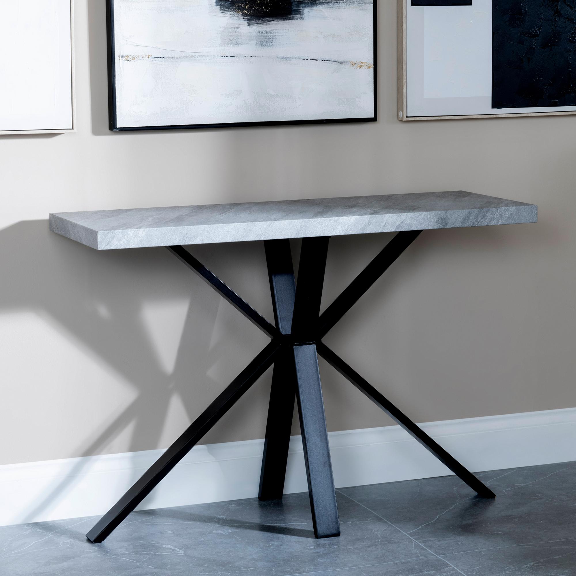 Ezra Console Table - Grey - Black Spider Legs