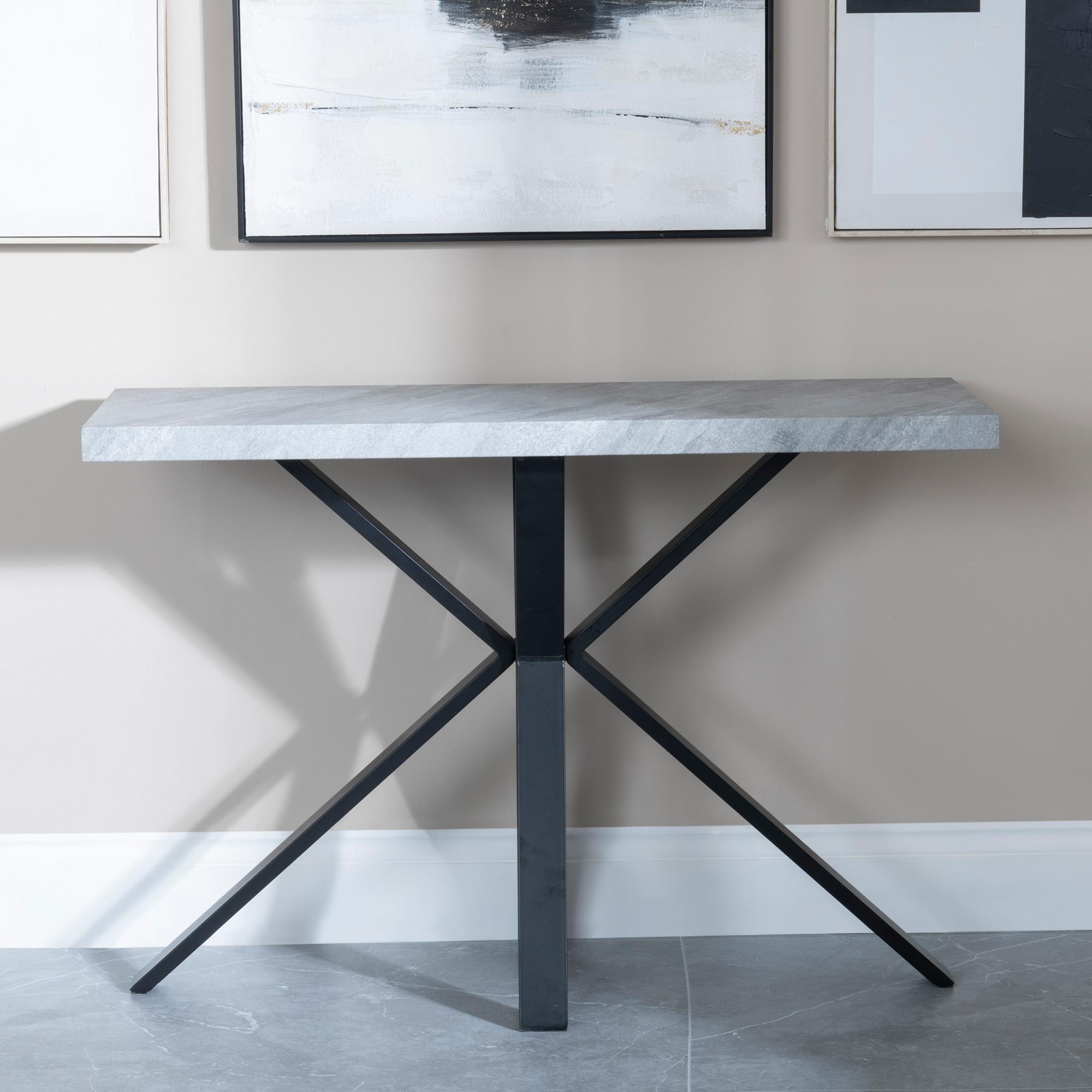 Ezra Console Table - Grey - Black Spider Legs