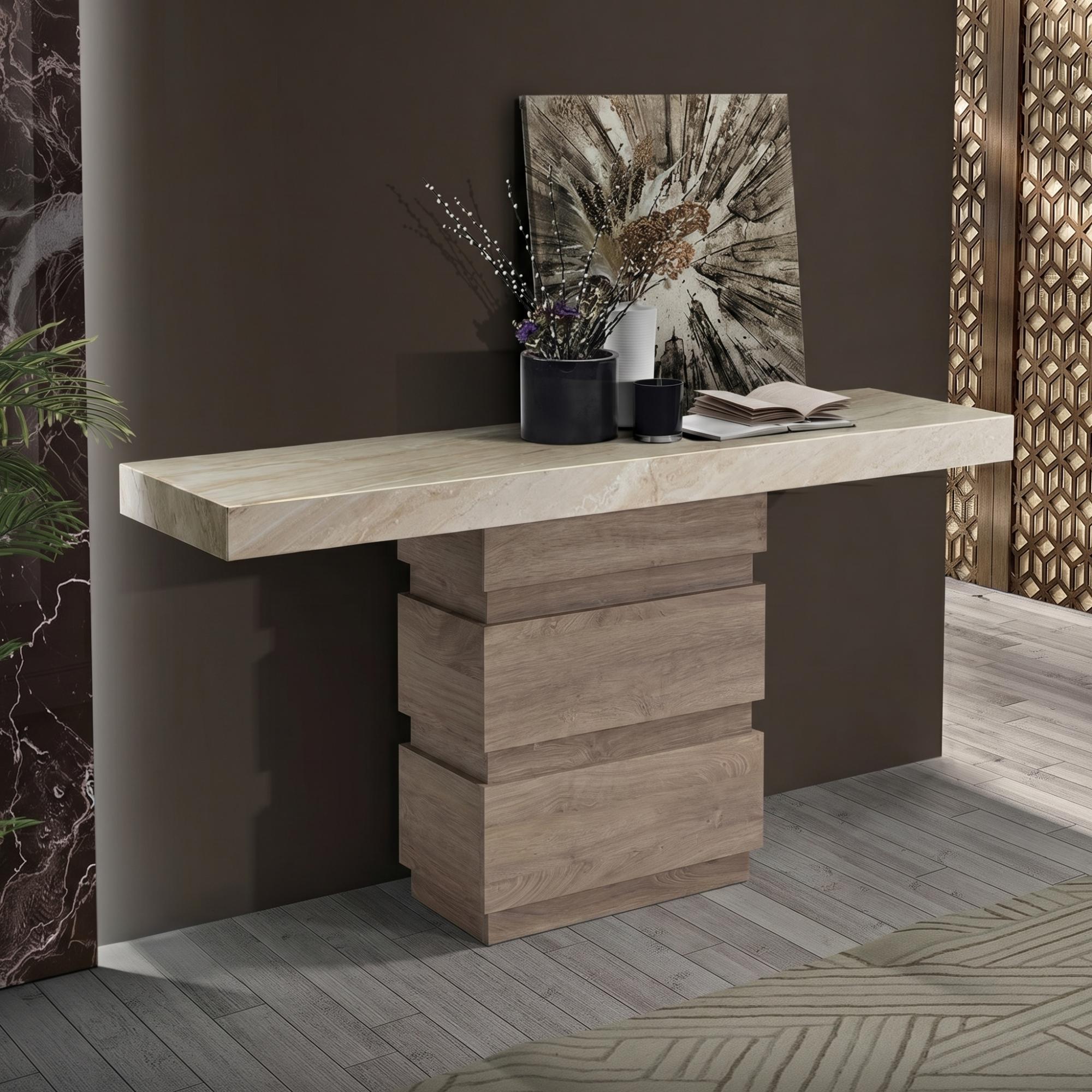 Goya Console Table - Marble Top - with Pedestal Base - 160cm - Variation Available