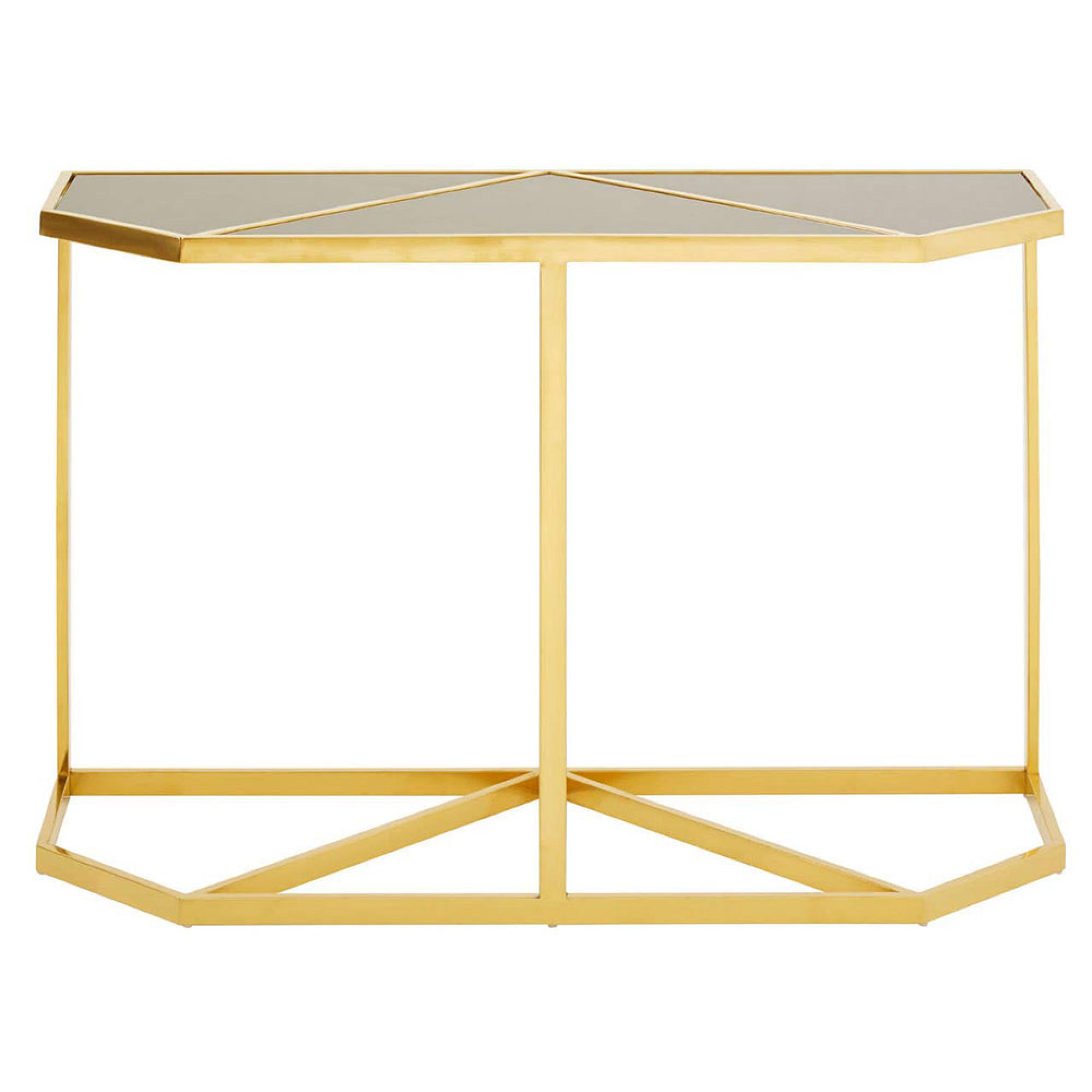 Horizon Console Table - Black Glass with Gold Metal