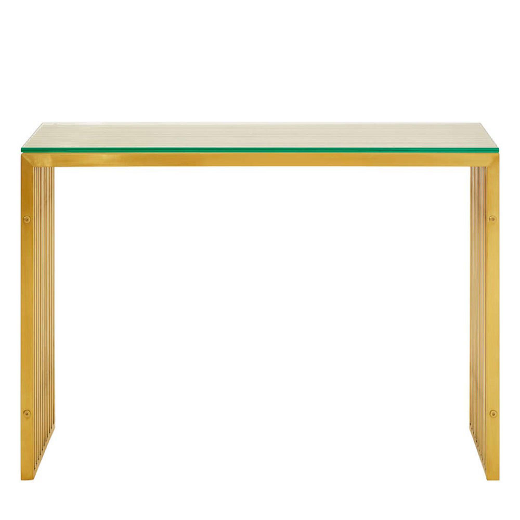 Horizon Console Table - Clear Glass with Gold Metal
