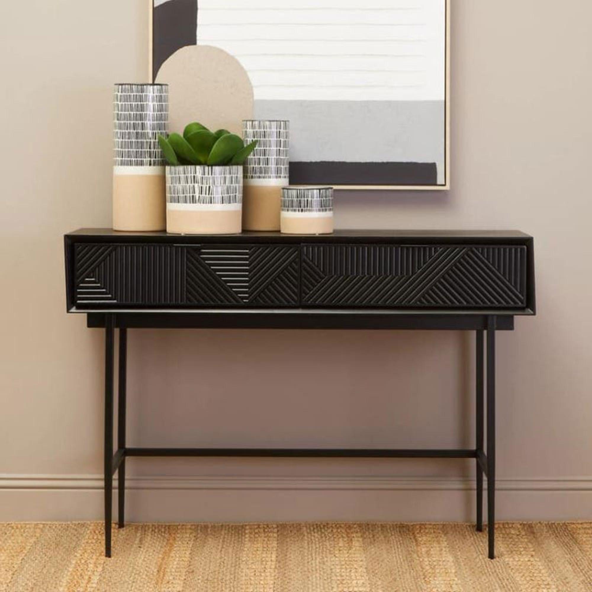 Jakara Console Table - 2 Drawer - Black Wood