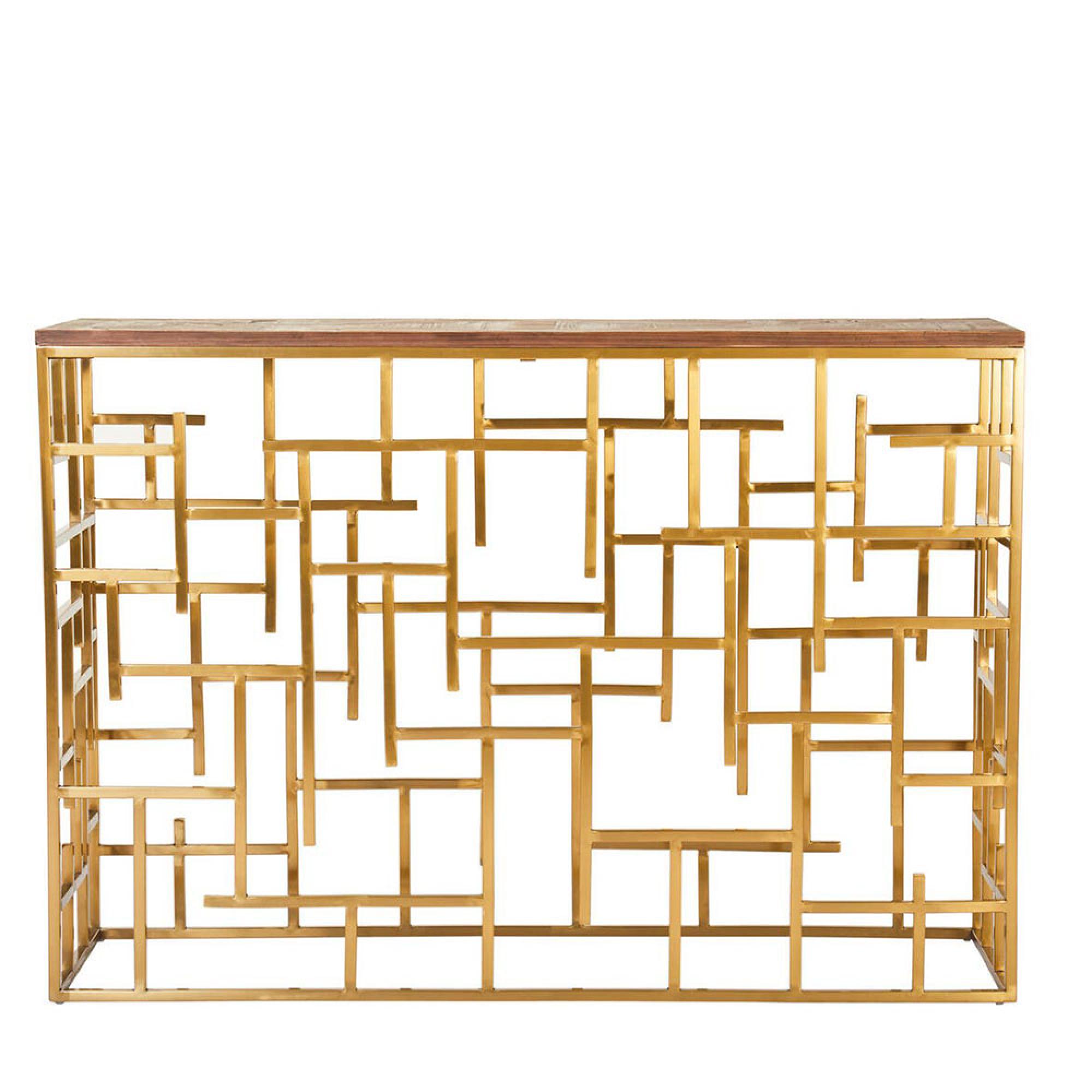 Jana Console Table - Wood with Gold Metal