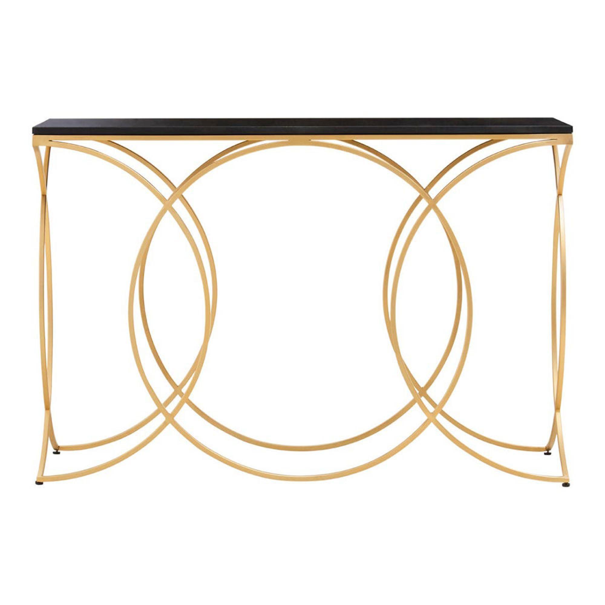 Kia Console Table - Black Marble with Gold Metal