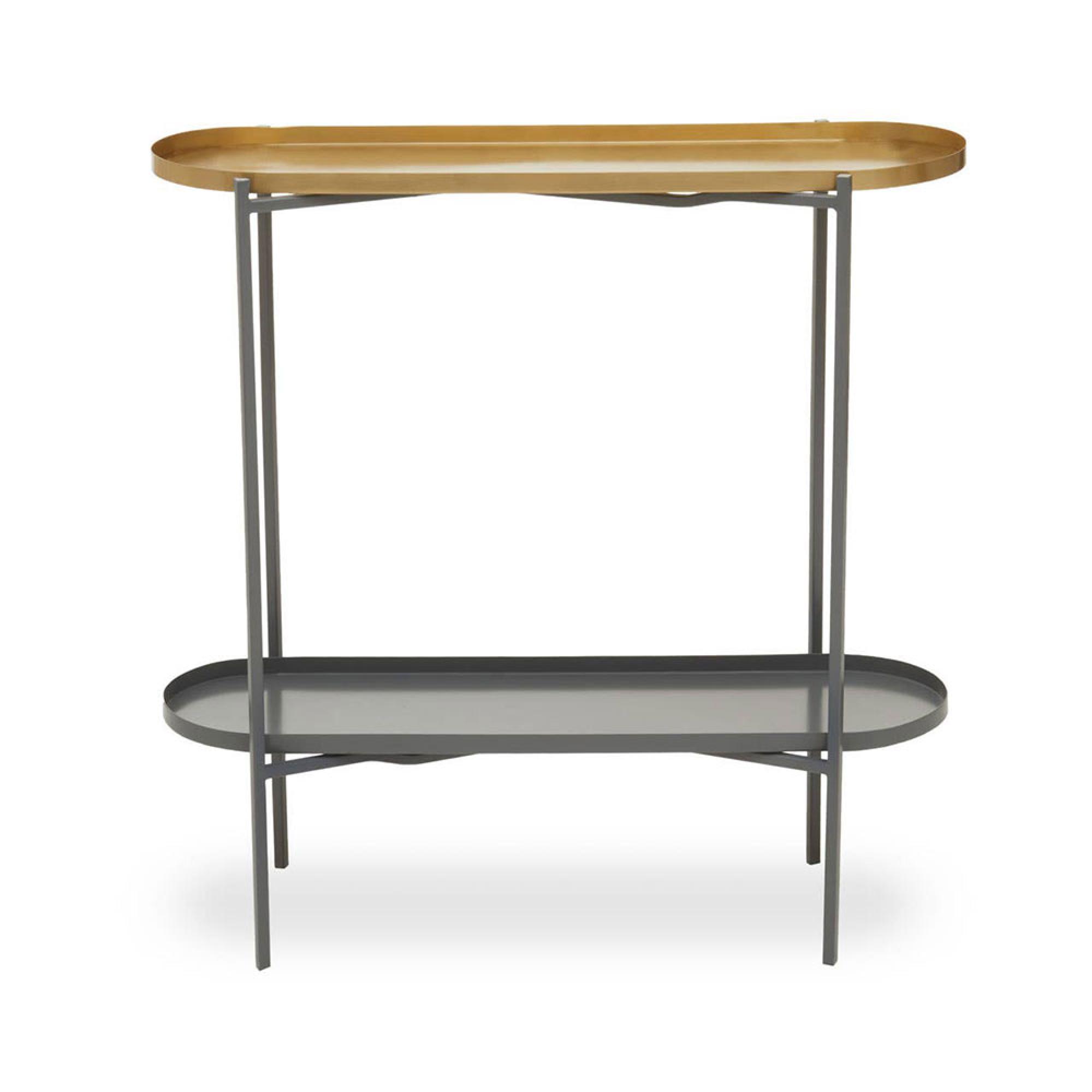 Korba Console Table - Oval - Grey and Gold Metal