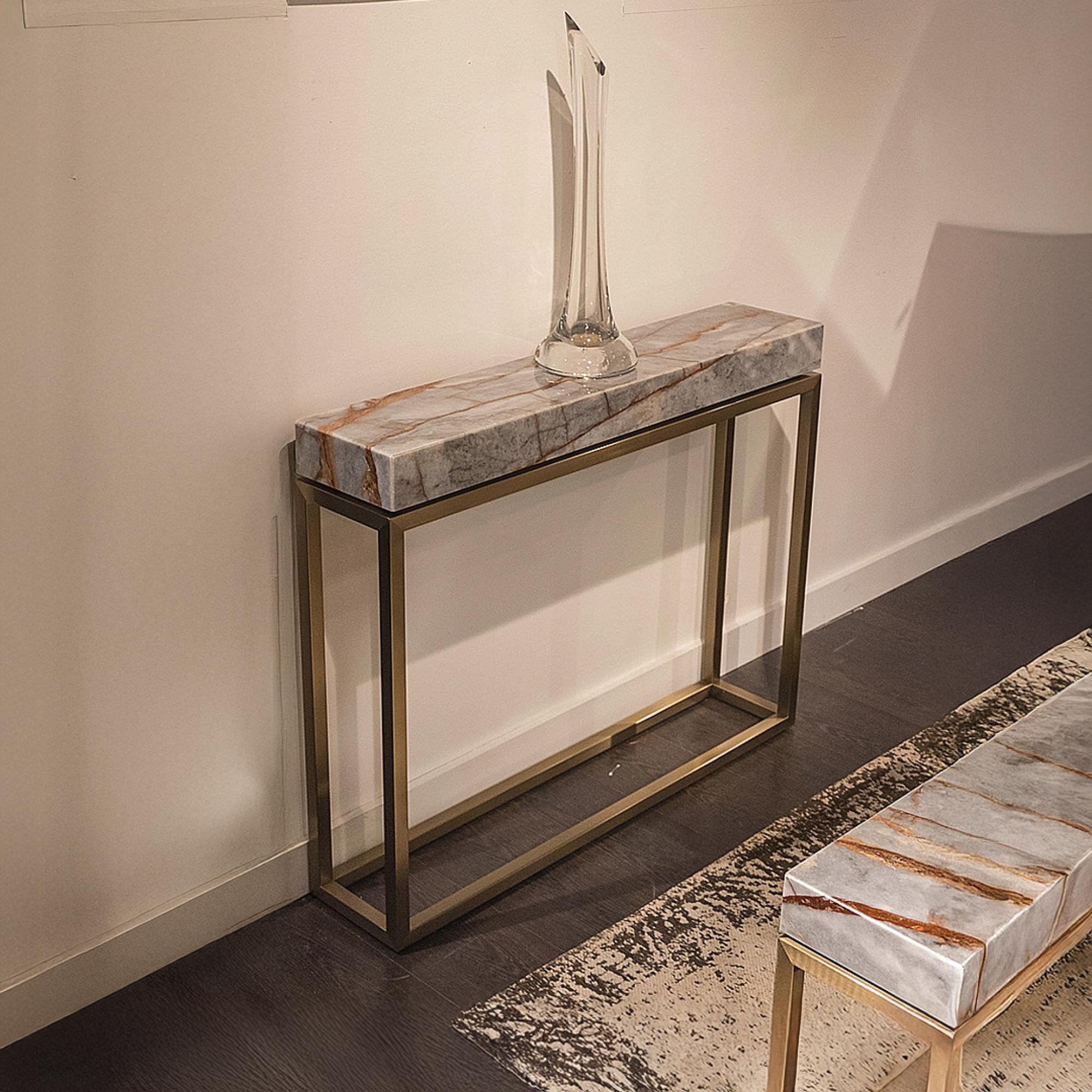 Kubo Console Table - Marble with Brass Base - Variation Available