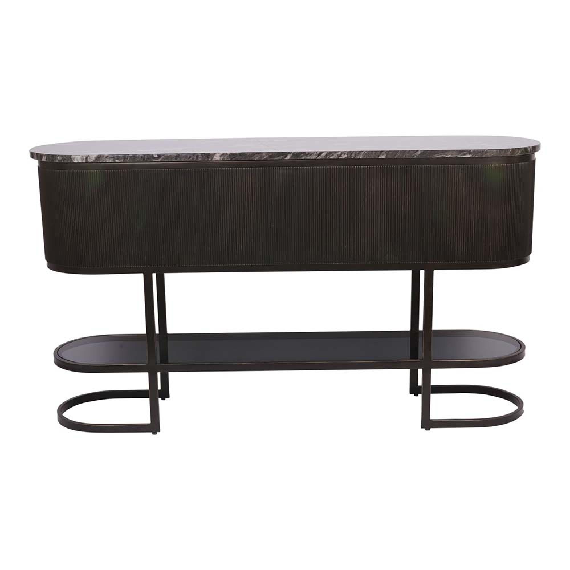 Belvedere Console Table - Black Marble - Oval